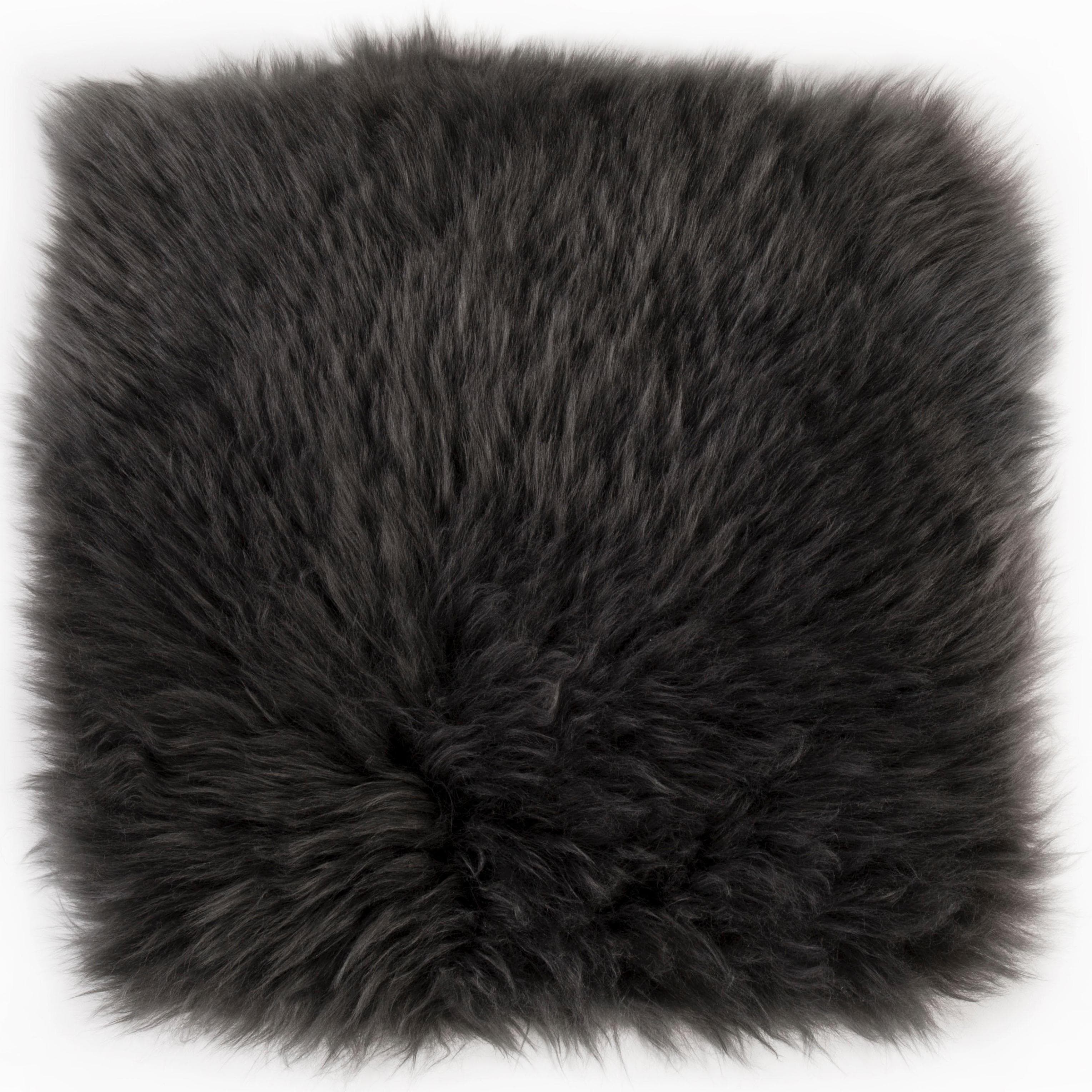 LUXOR living Stuhlkissen Lammfell Schwarz 34x34 cm