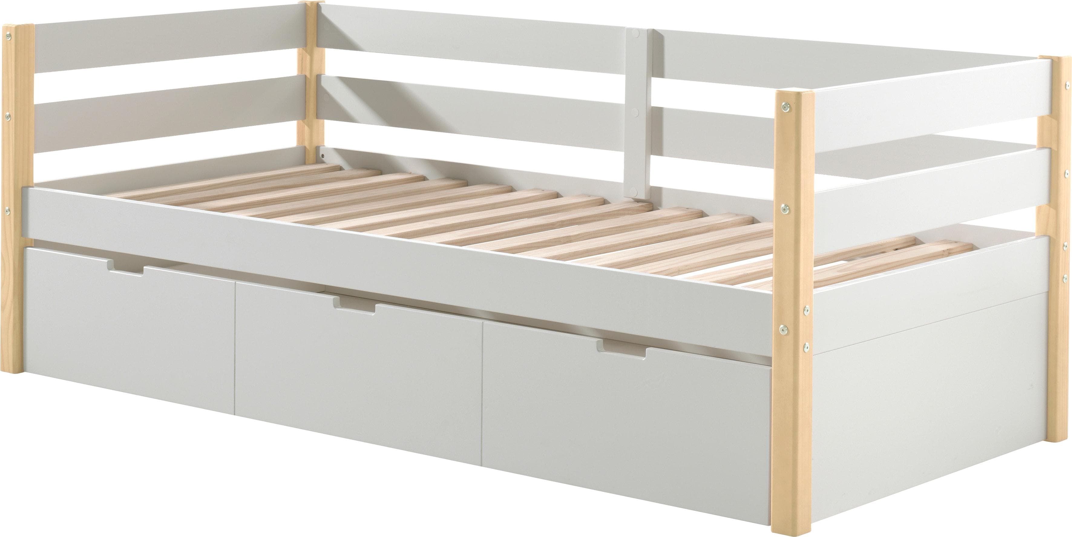VIPACK Magrit Kojenbett mit seitlichem Umbau und Bettschublade Weiß/Natur
