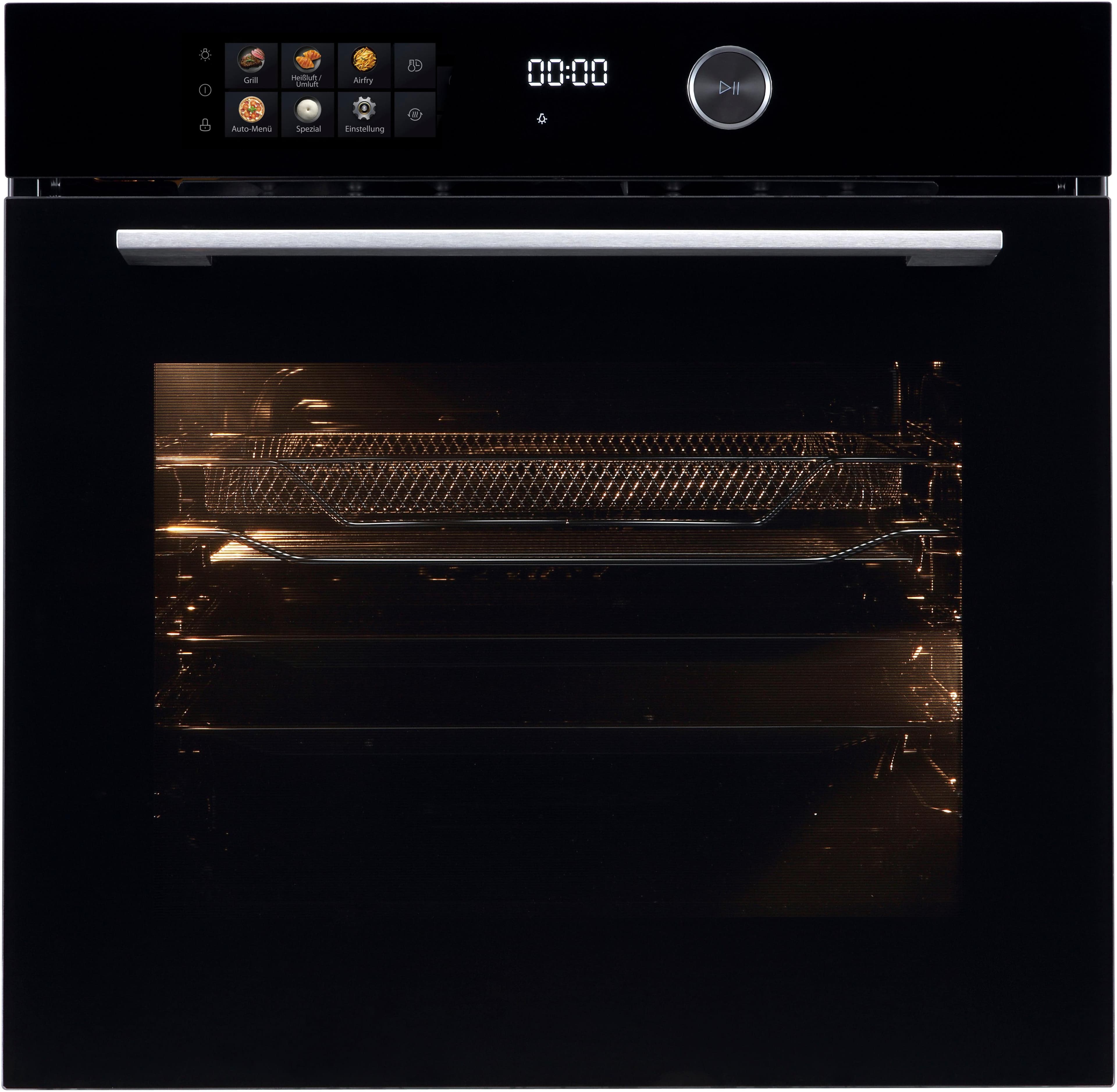 HANSEATIC Einbaubackofen HBO7214FA2 Schwarz AirFry-Funktion