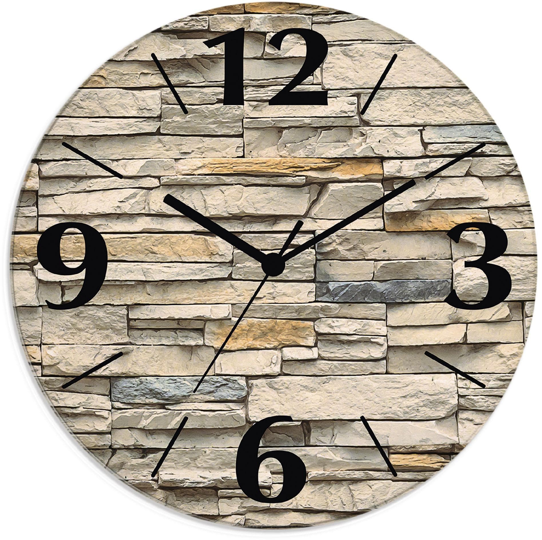 ARTLAND Wanduhr Braune alte Ziegelmauer Glas Beige Funkuhr