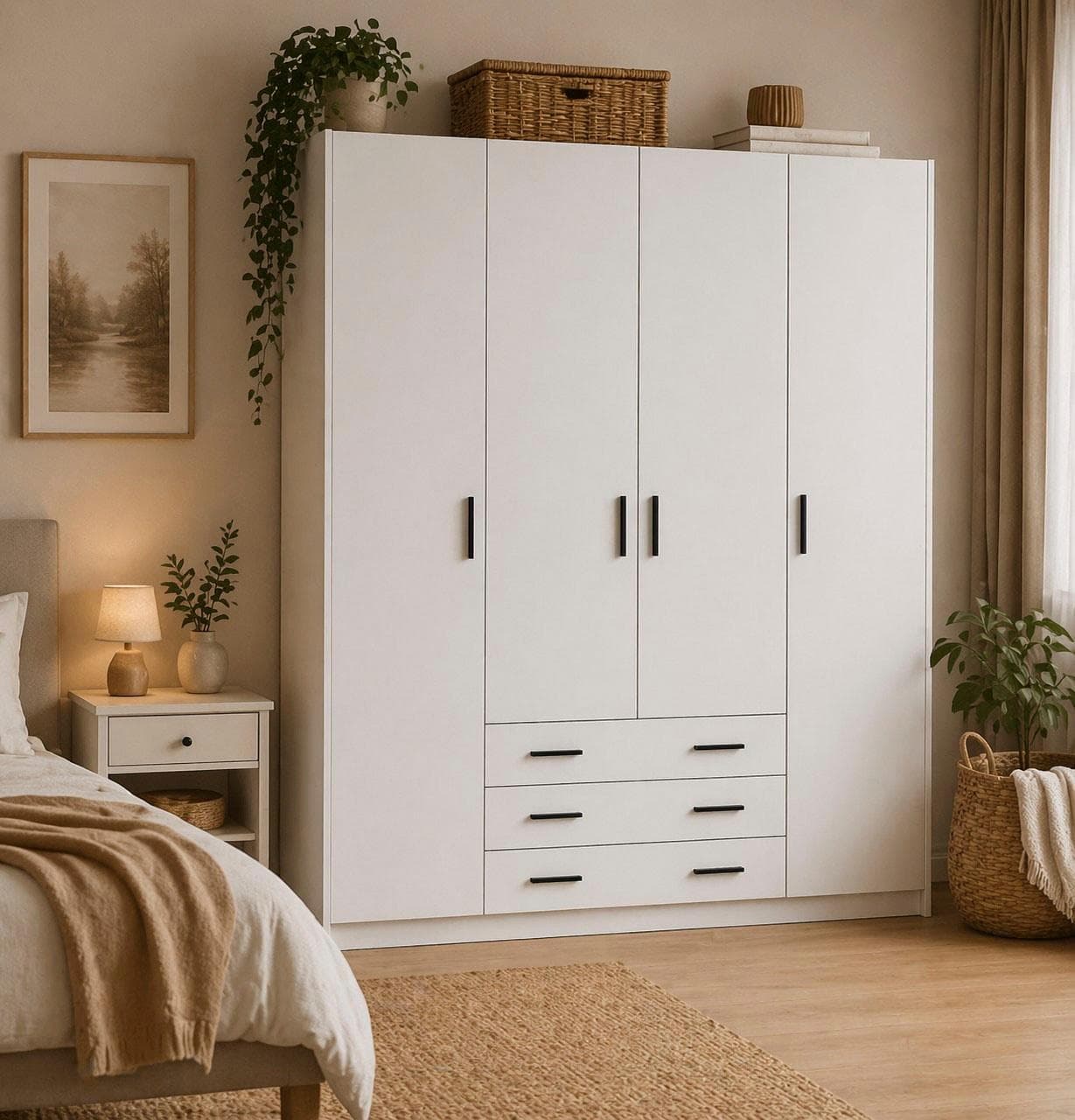 INOSIGN Sprint Drehtürenschrank Weiß Holzwerkstoff 3 Schubladen