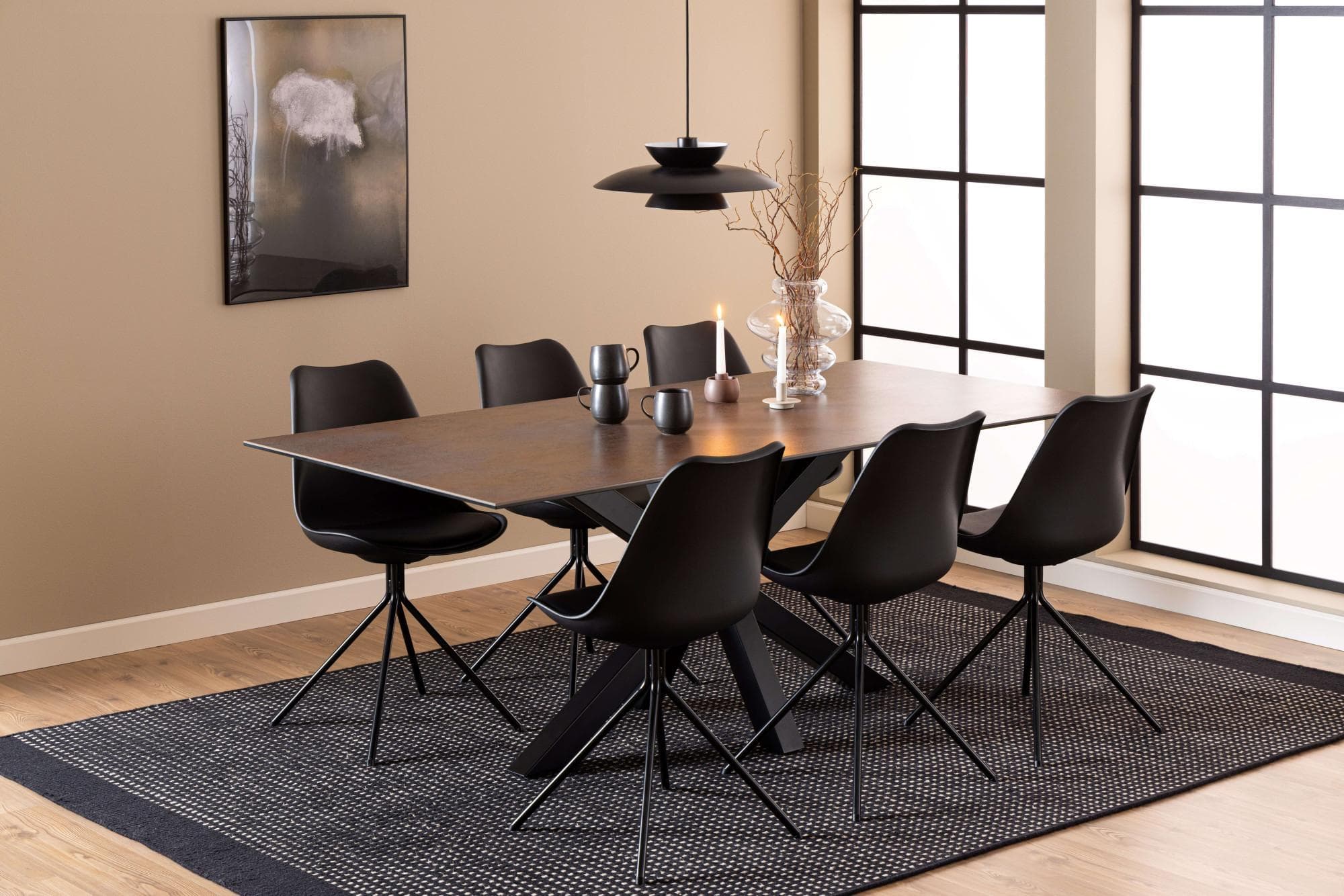 ACTONA GROUP Esstisch Rostbrown Schwarz Glas-Keramik