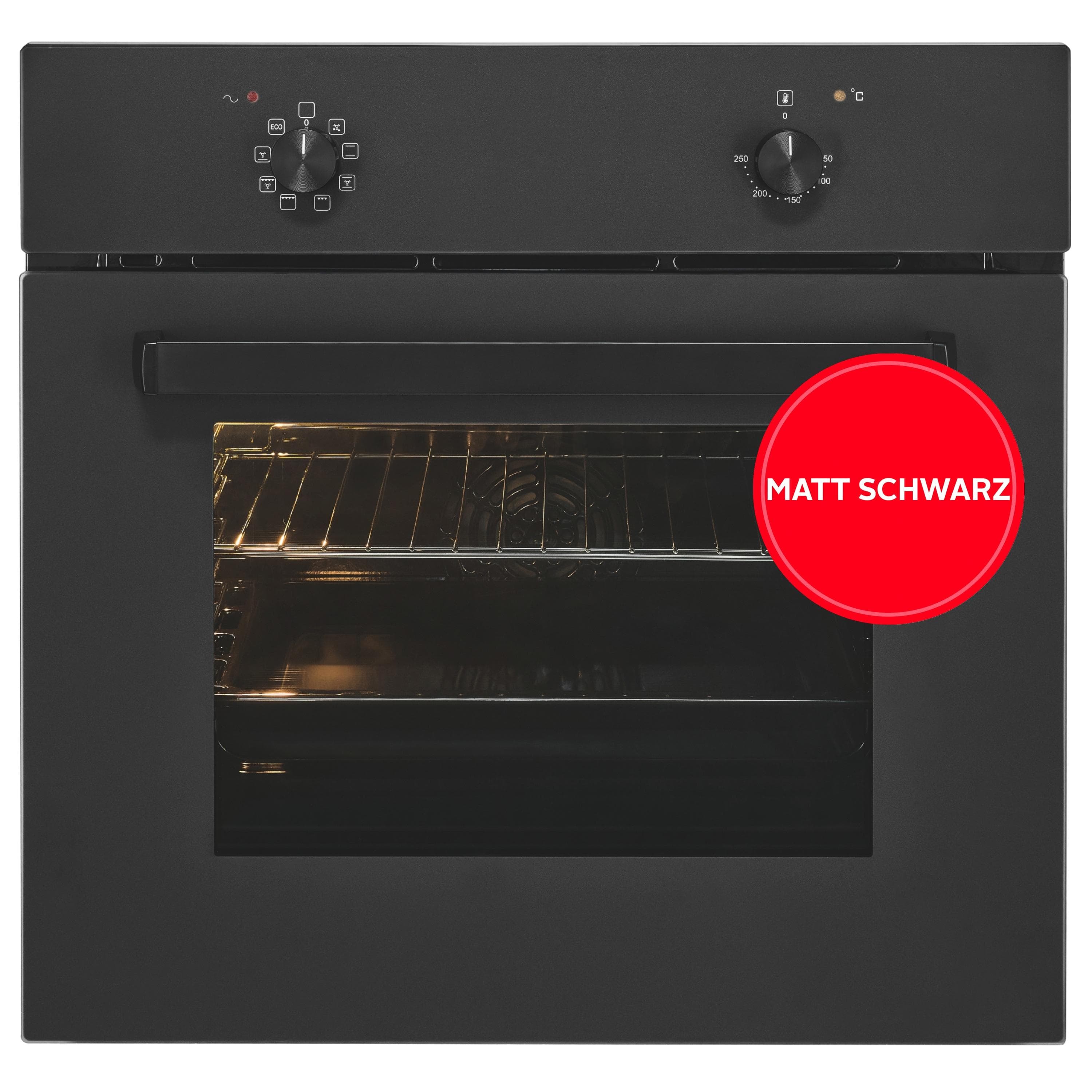 EXQUISIT Einbaubackofen EBE367-U-120 Mattschwarz 67 Liter