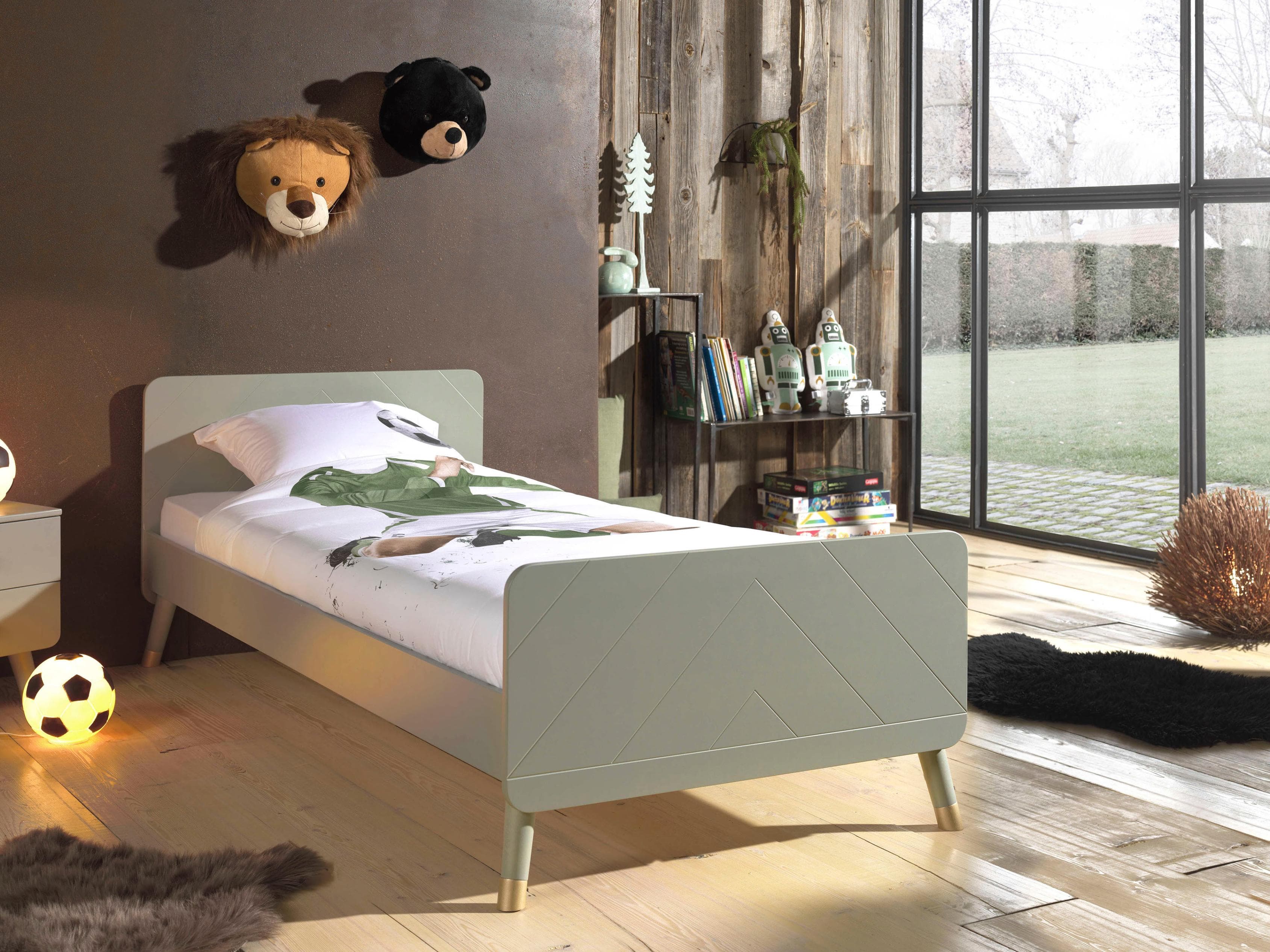 VIPACK Billy Jugendbett 90x200 cm Olive Grün mit Rollrost