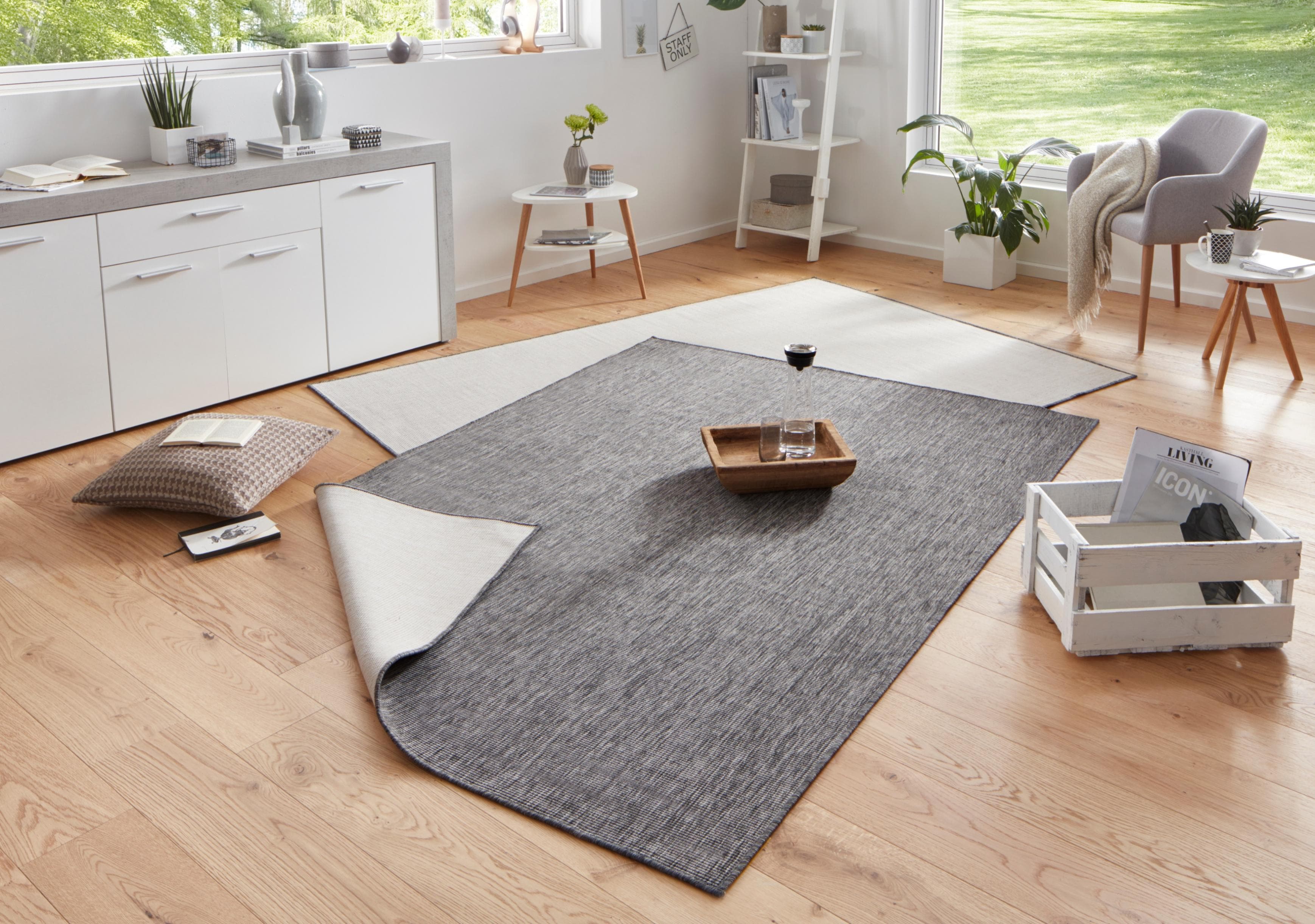 NORTHRUGS Miami Wendeteppich Grau Geometrisch Gemustert