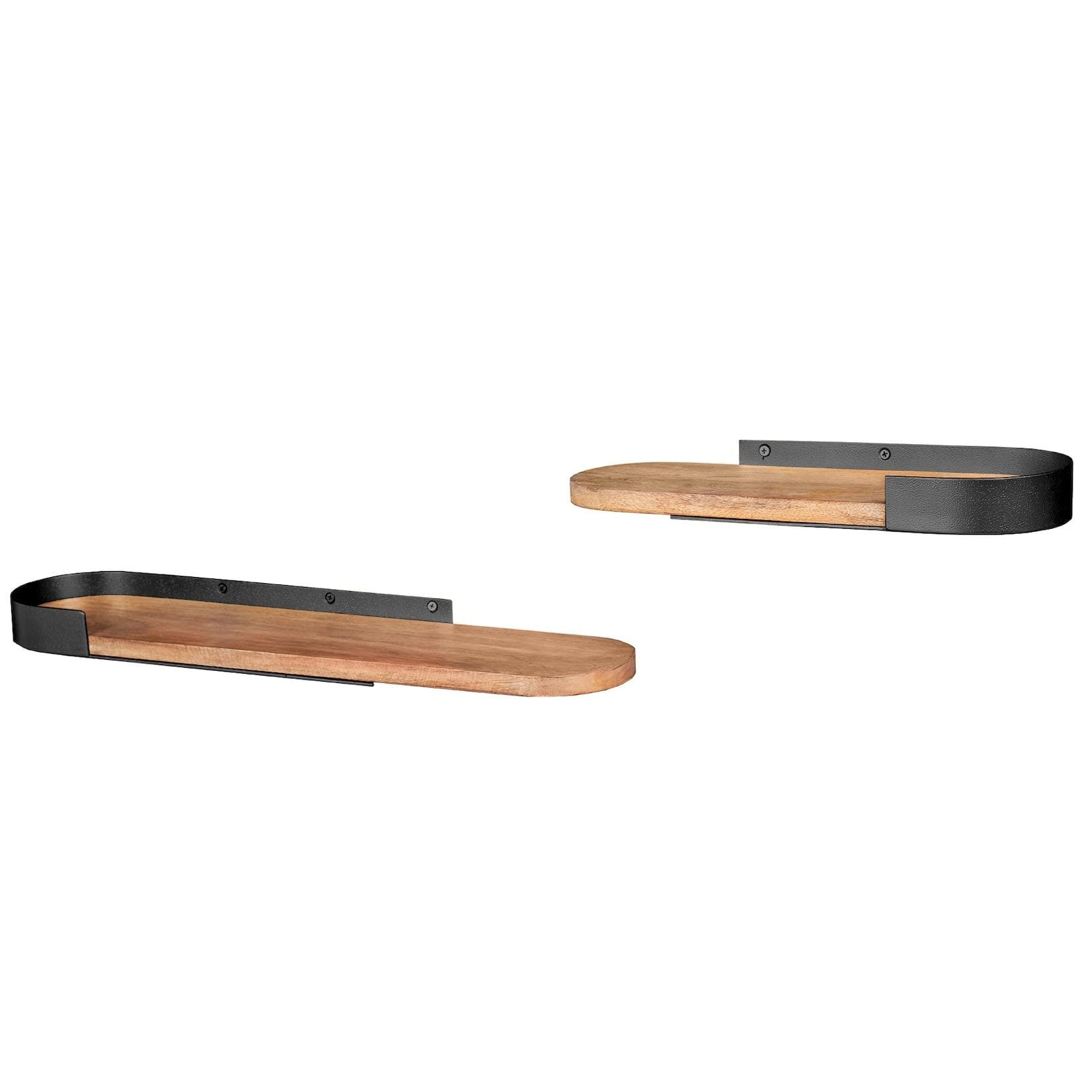 riess-ambiente Wandregal PURE NATURE 60cm Schwarz/Natur Massivholz 2er Set
