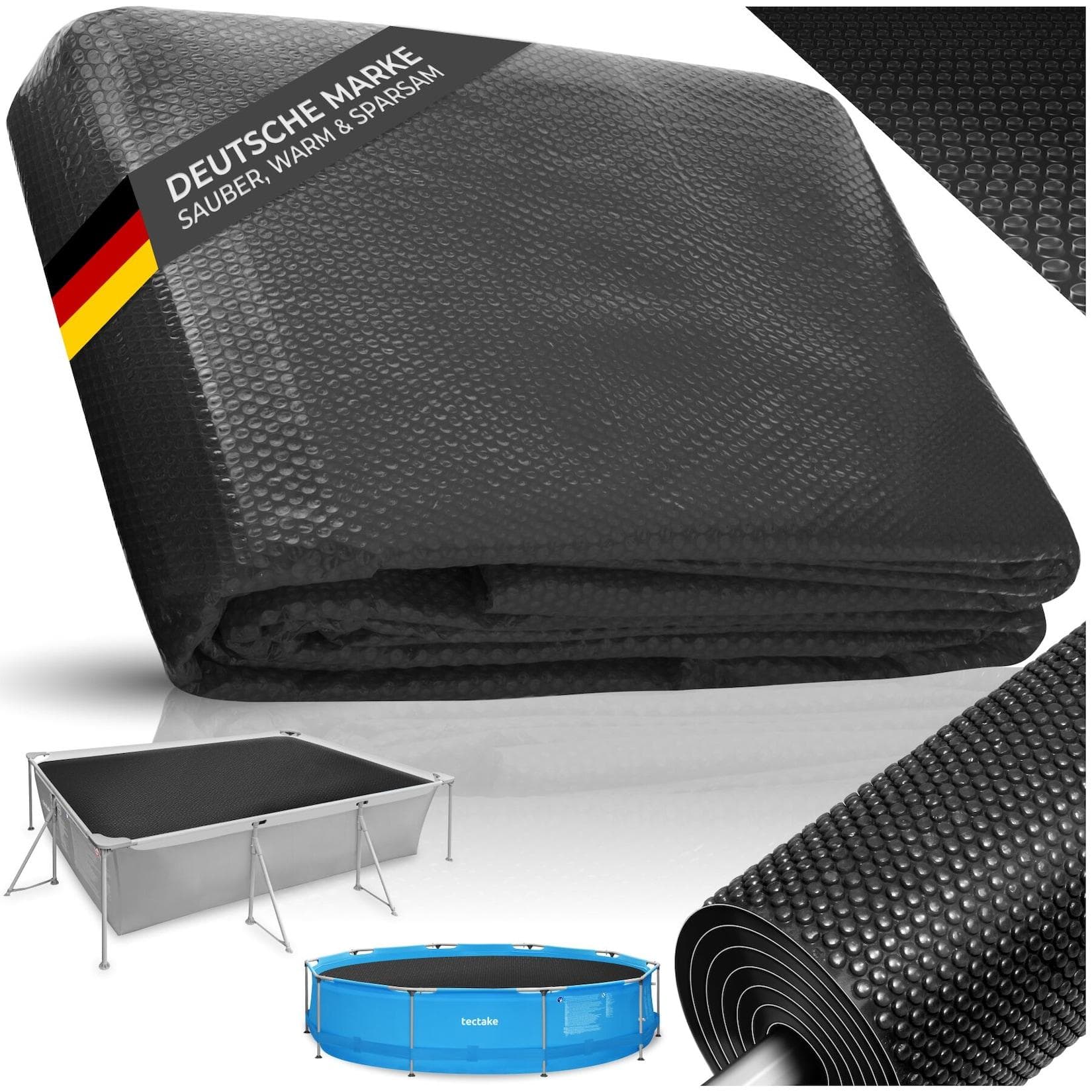 tectake Pool-Solarfolie Rechteckig Selbstschwimmend 200x300cm