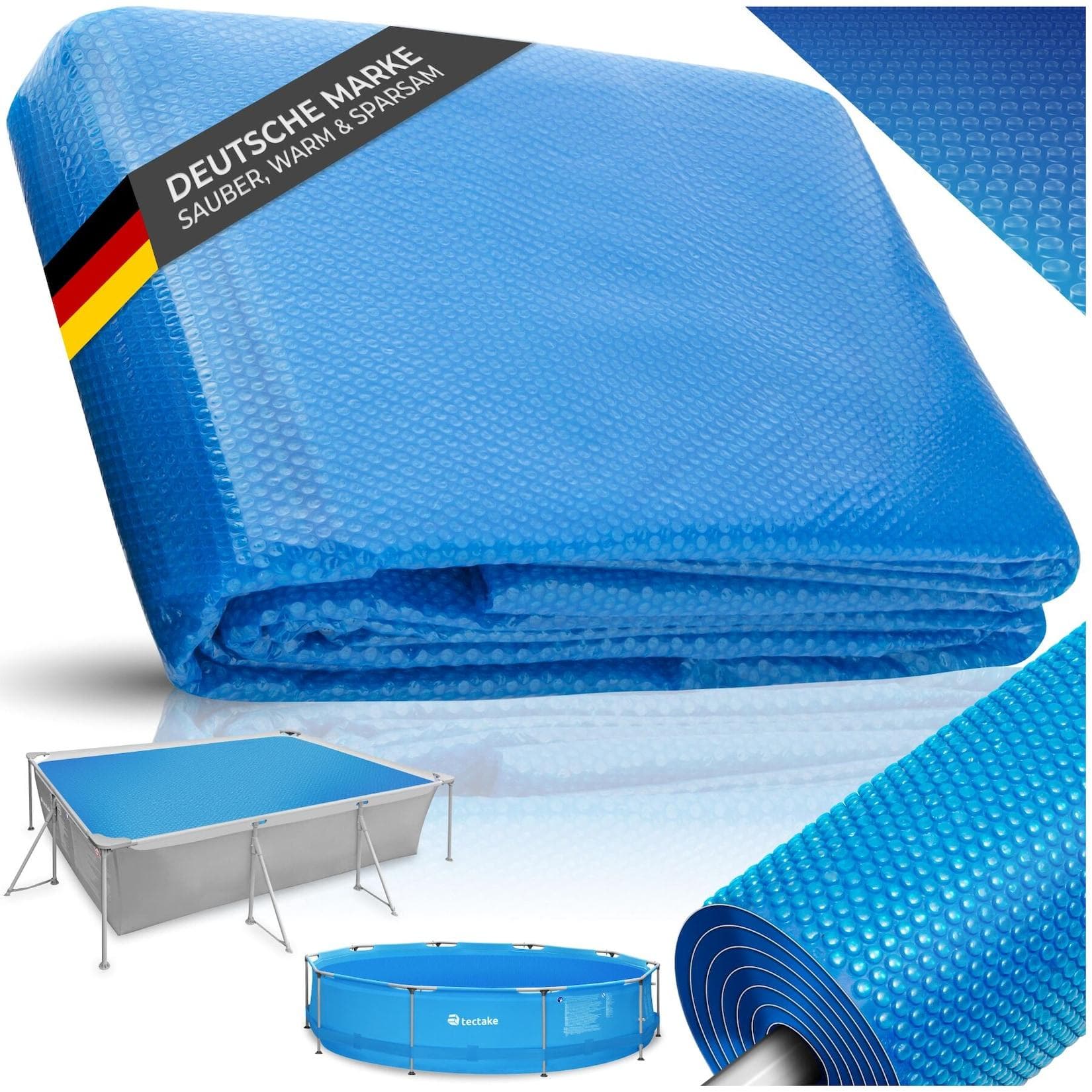 tectake Pool-Solarfolie Rechteckig Selbstschwimmend 200 µm
