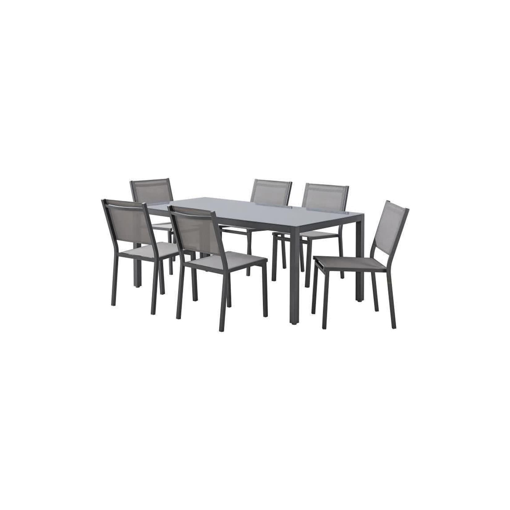 CALVI Gartentisch-Set 6-tlg. Aluminium Anthrazitgrau