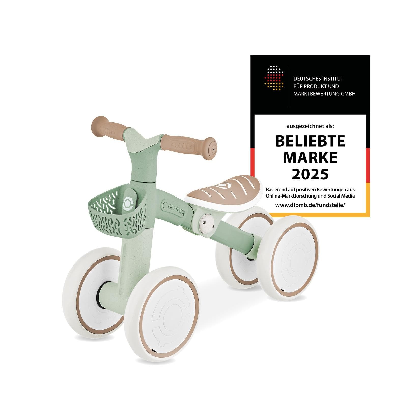 GLOBBER LEARNING BIKE Aufsitzrad 4-rädrig EVA-Bereifung Salbei Grün
