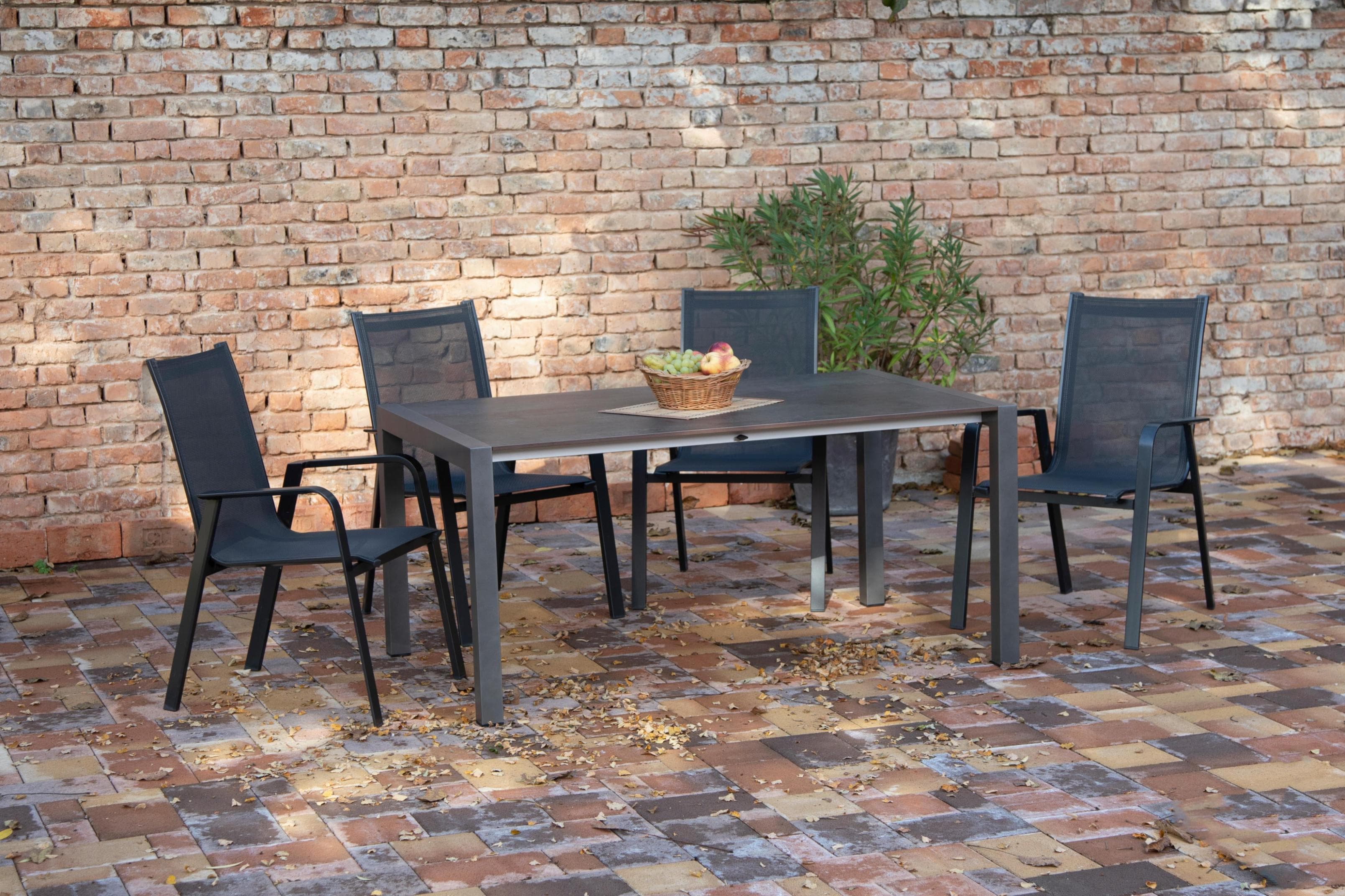 Acamp Gartengarnitur Urban 5-Teilig Metall Textil Dunkelgrau/Schwarz