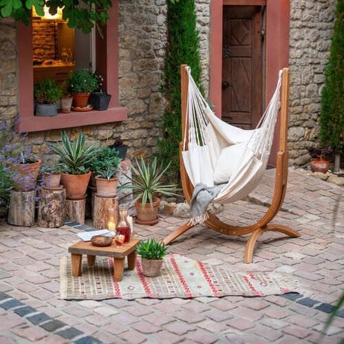 La Siesta Hängematte Hammock Chair and Stand 2er Set Natur/Weiß