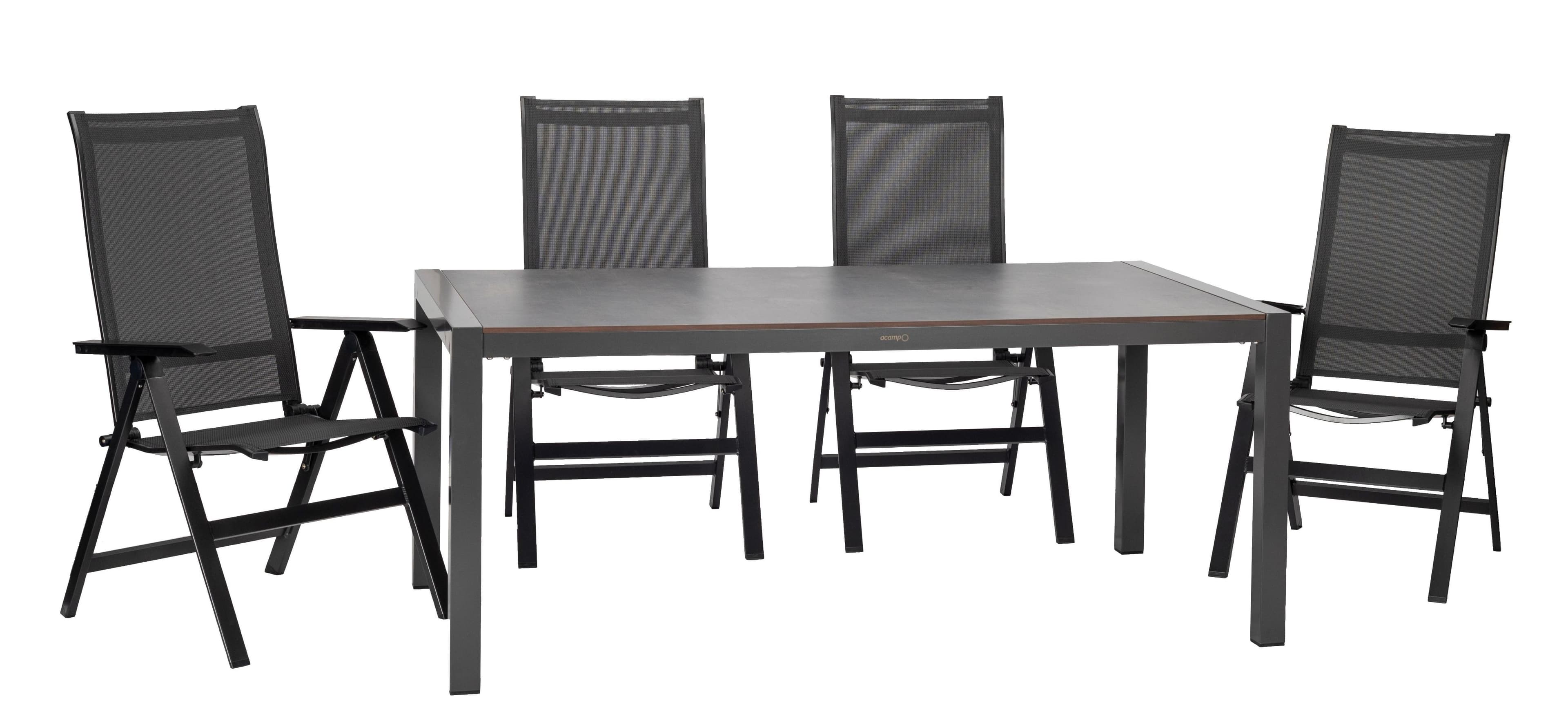 Acamp Gartengarnitur Urban 5-Teilig Metall/Textil/Holzwerkstoff Dunkelgrau