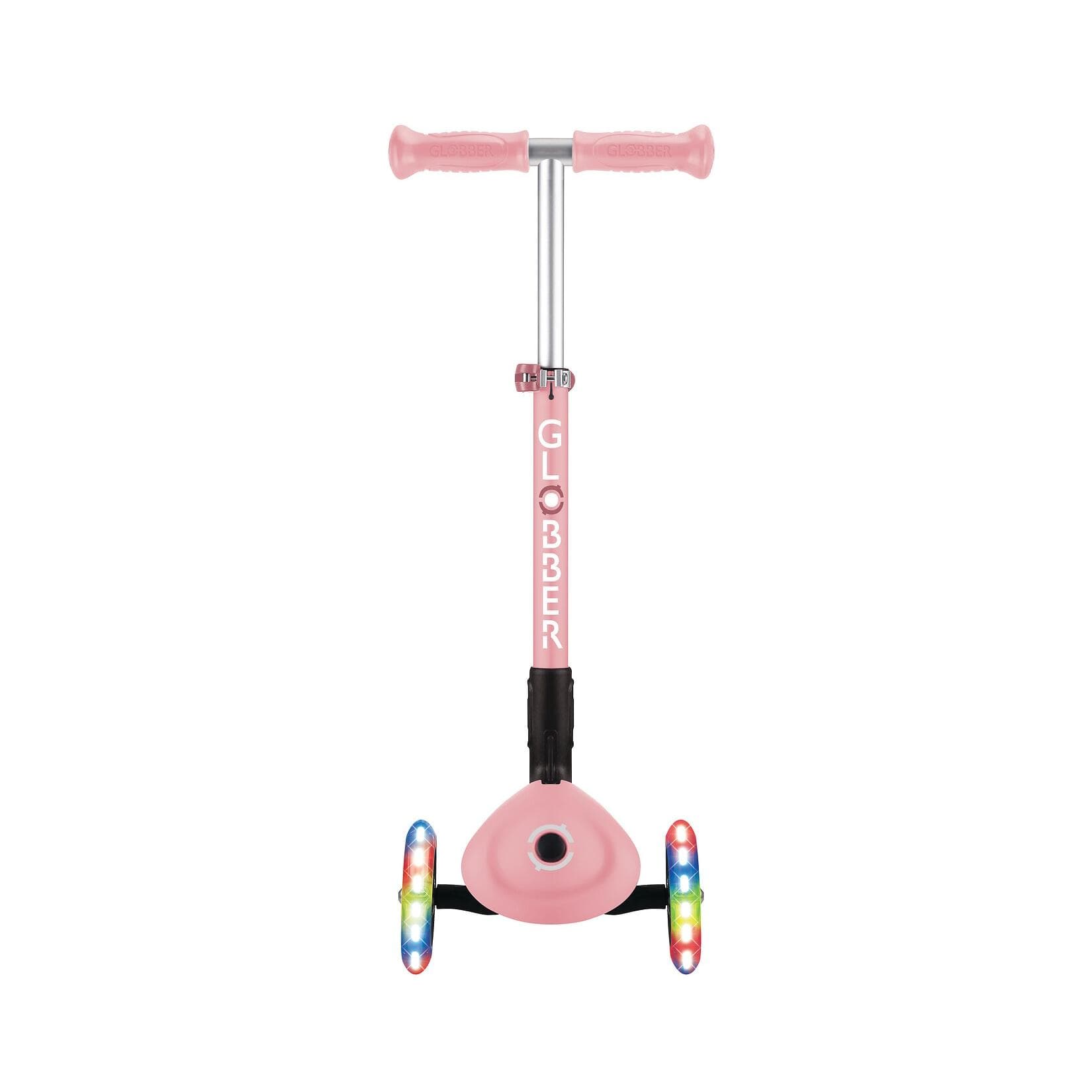 GLOBBER JUNIOR FOLDABLE LIGHTS Tretroller pastellrosa mit LED-Leuchtrollen