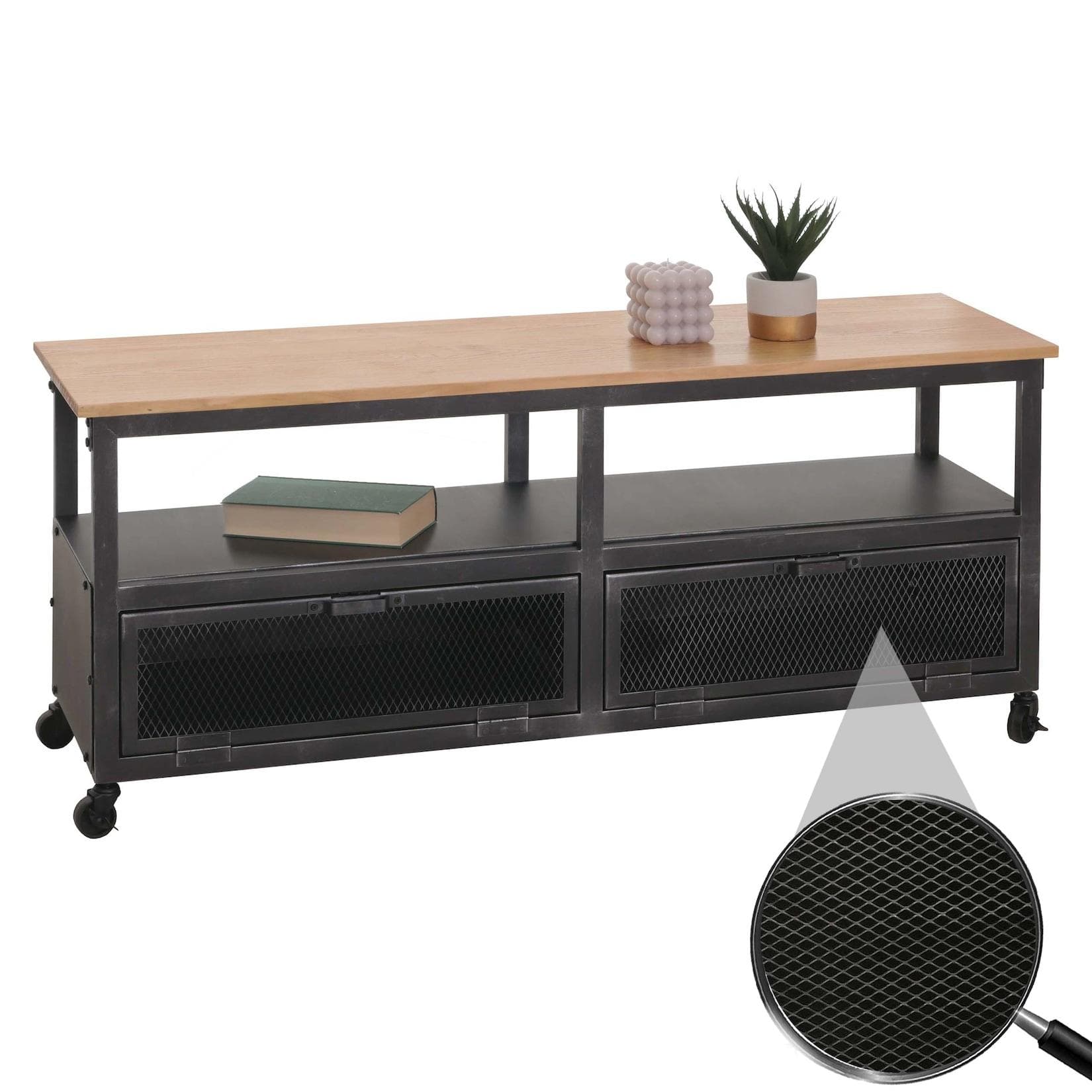 MCW Lowboard MCW-N28 TV-Rack Industrial Retro Metall Holz