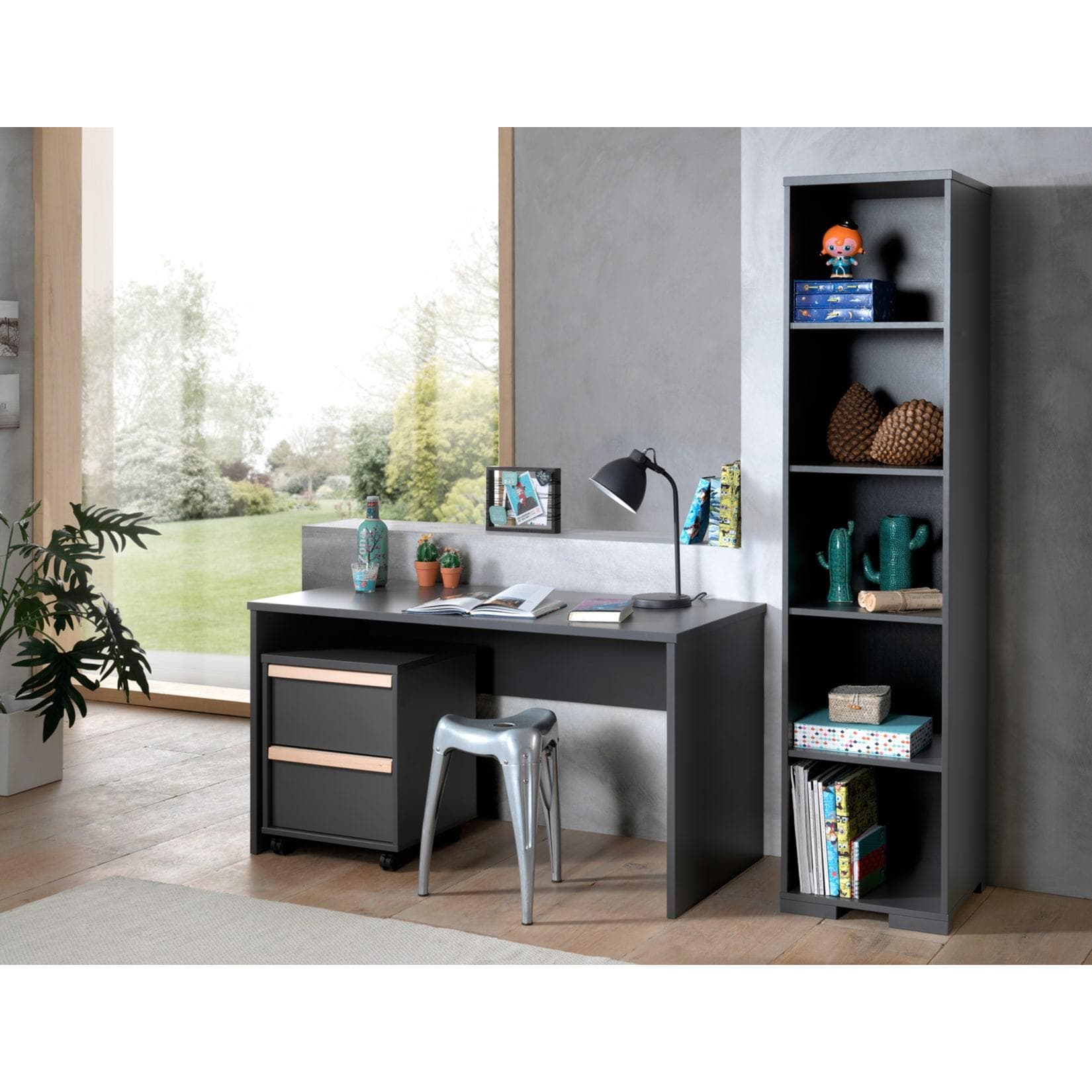 Vipack LONDON Jugendzimmer Set 3-teilig Anthrazit Buche massiv