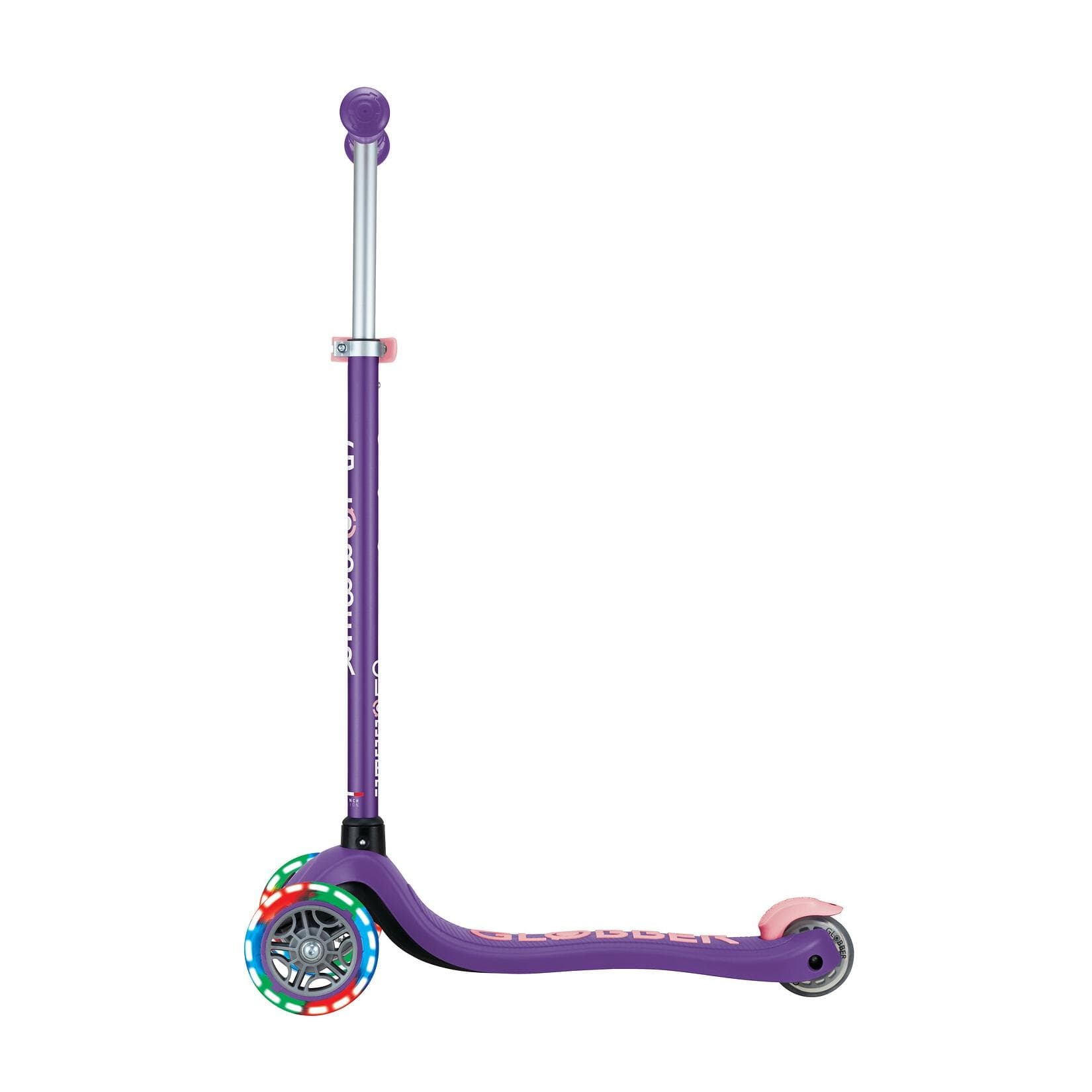 GLOBBER PRIMO PLUS LIGHTS Kinder-Tretroller Lila LED-Leuchtrollen