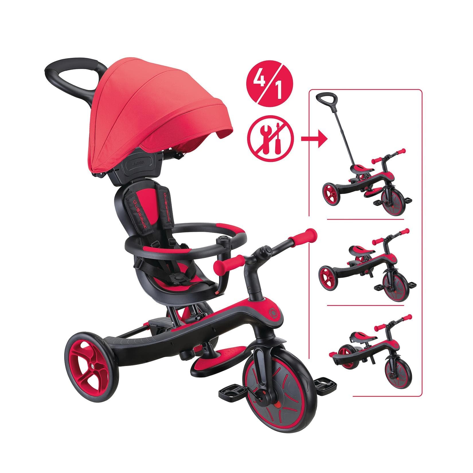 GLOBBER EXPLORER TRIKE 4in1 Kinderdreirad Rot