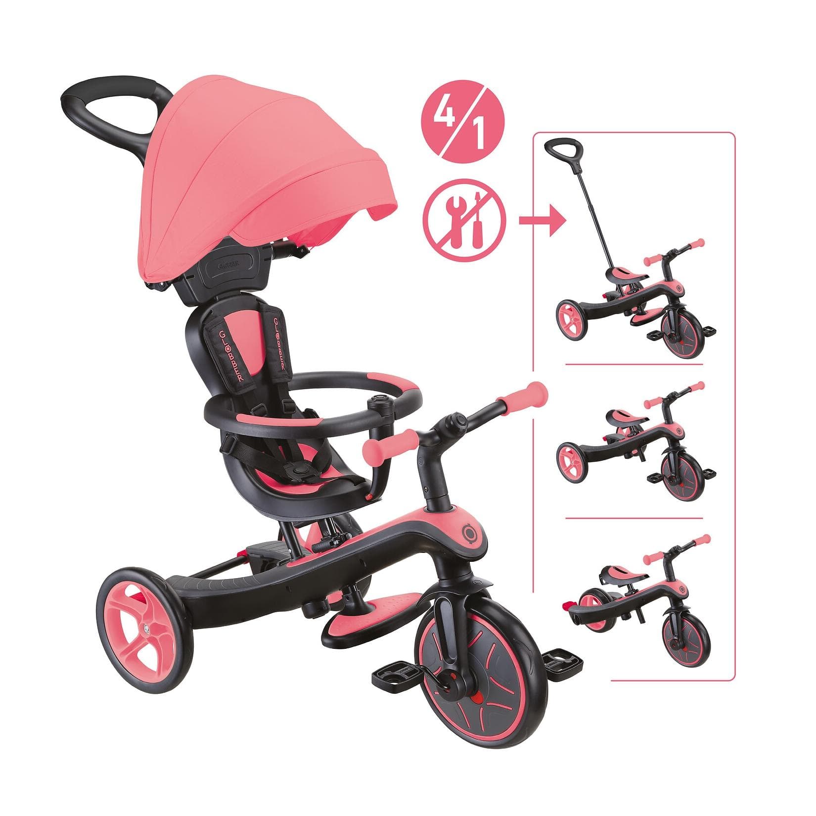 GLOBBER EXPLORER TRIKE 4in1 - Coral Pink