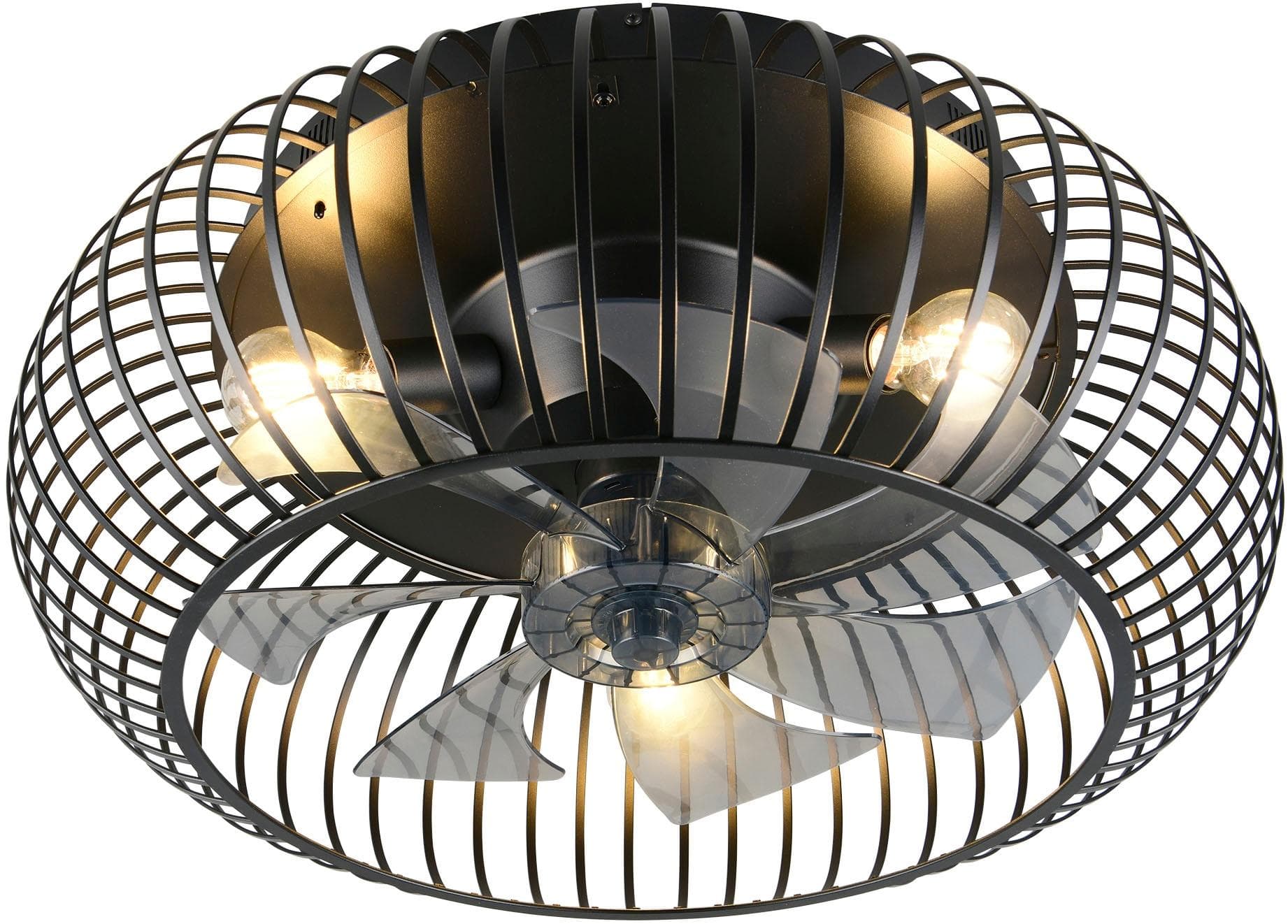 REALITY LEUCHTEN Deckenventilator JOHANNA Schwarz Matt mit Licht