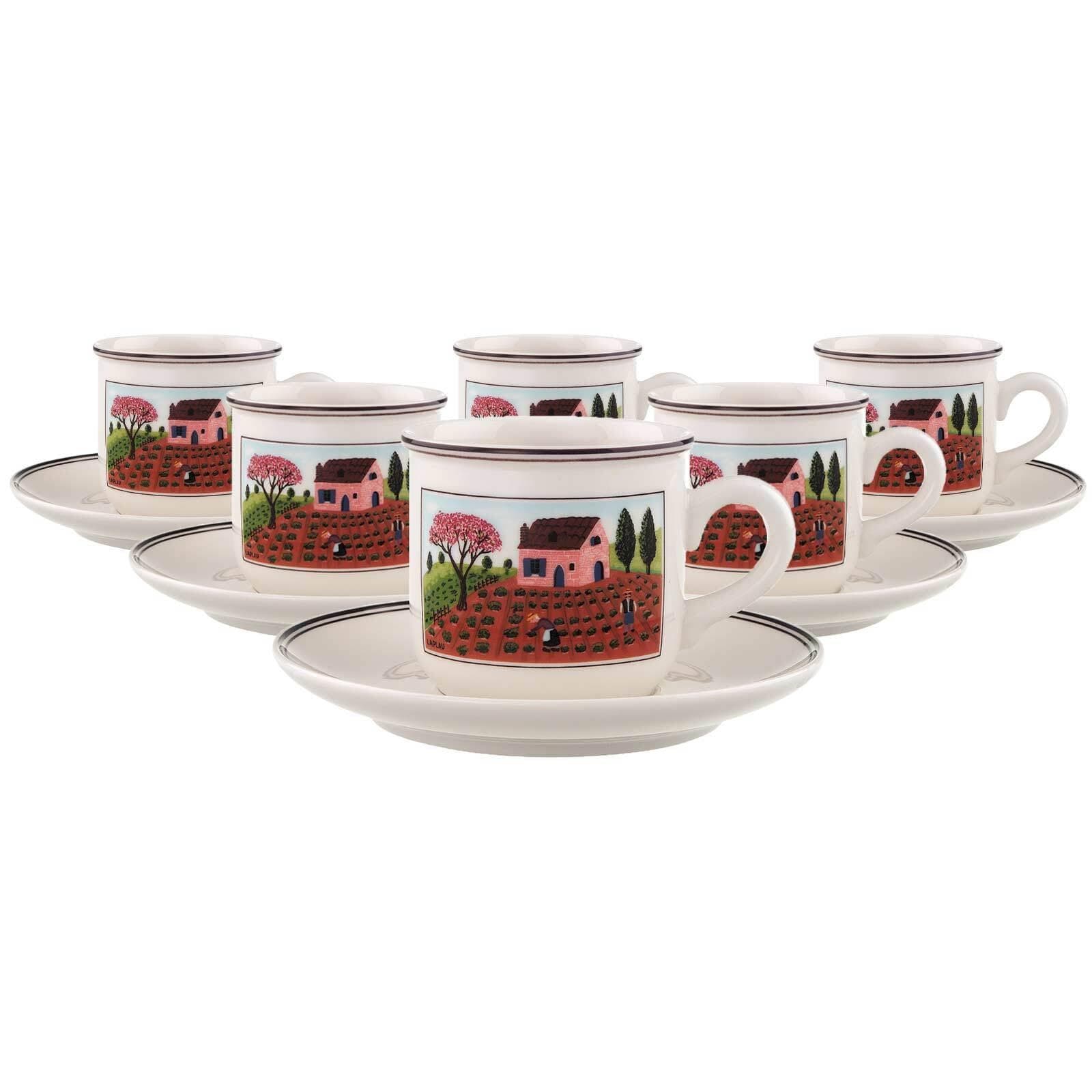 Villeroy & Boch Kaffeetassen Set 12-tlg. Design Naif 200 ml Bunt