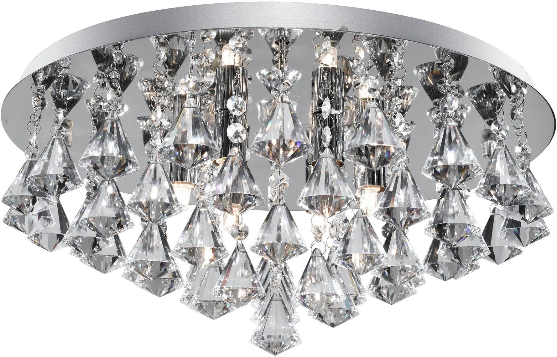 SEARCHLIGHT Deckenleuchte Hanna 6Lt Flush Chrom Kristall