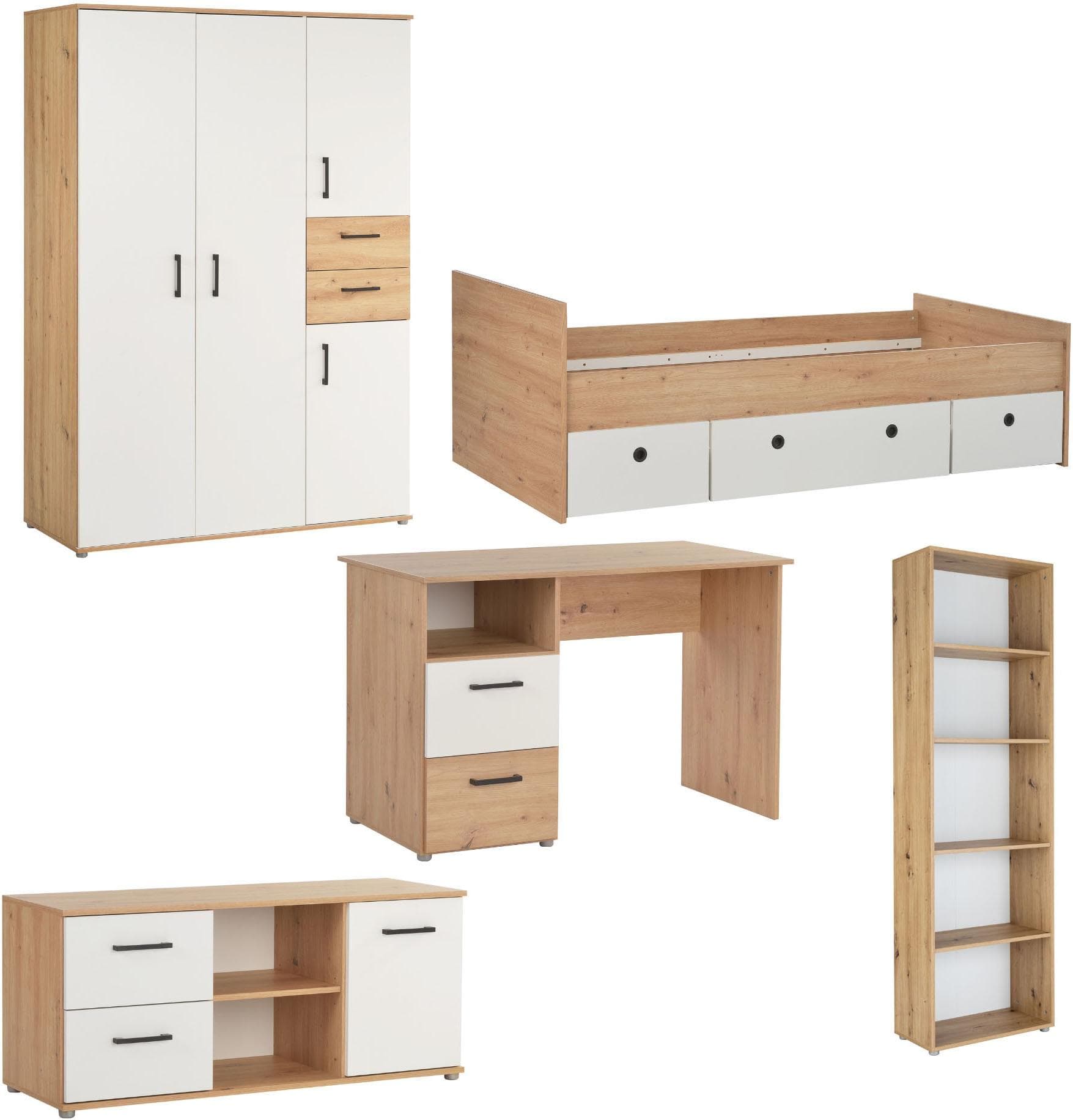 Arthur Berndt Jugendzimmer-Set Bente 5-teilig Weiß/Artisan Oak Nb