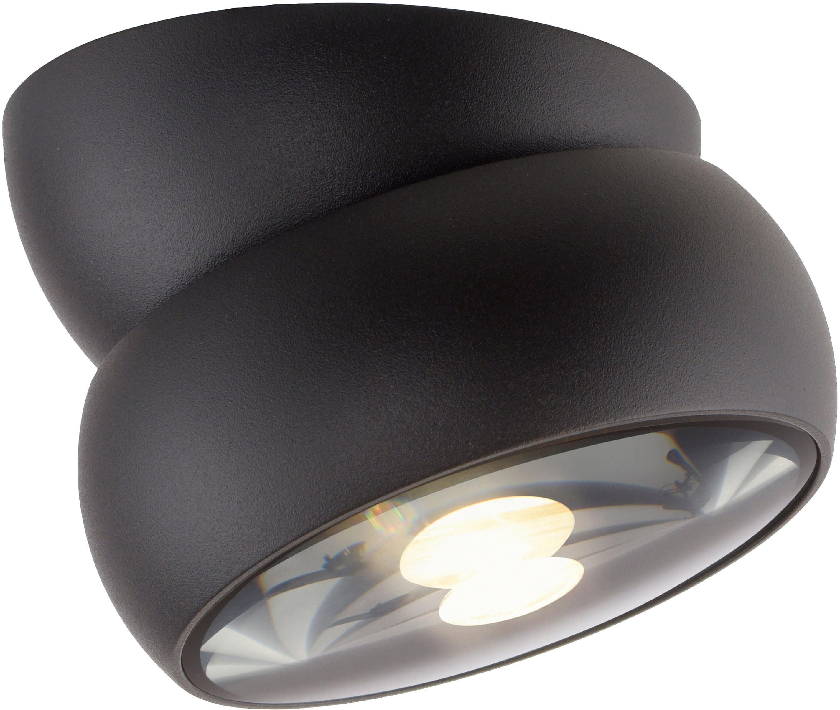 PURE LED-Deckenspot Move Schwarz 12 cm Metall Glas