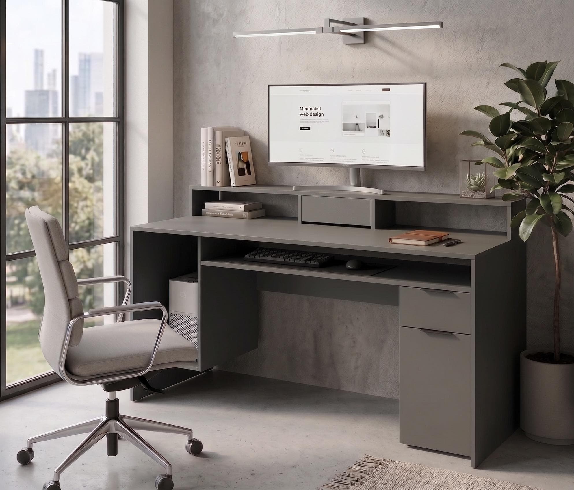 OTTO HOME Schreibtisch Peoria Computertisch mit Towerfach Graphit