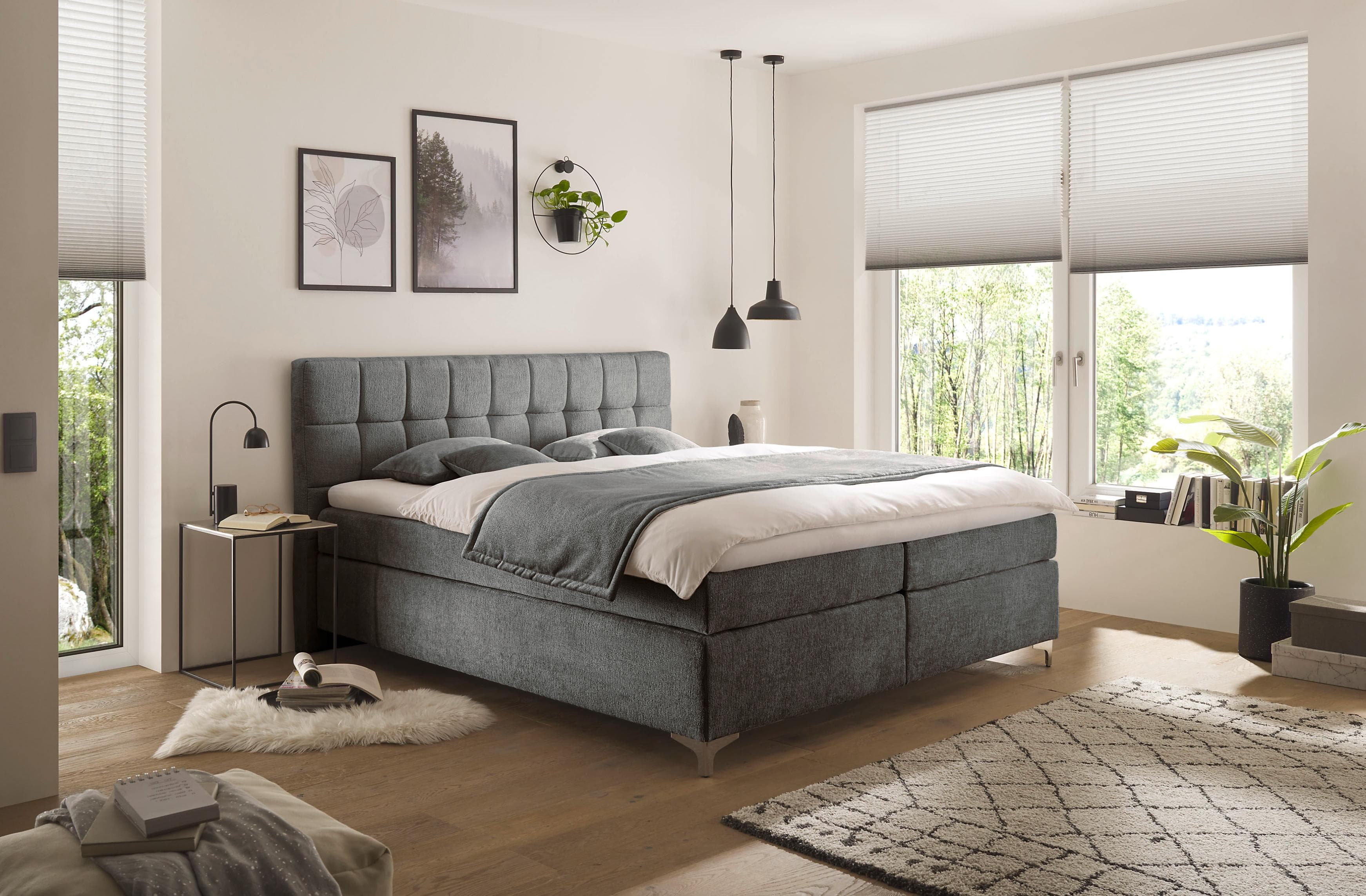 Hapo Boxspringbett Nizza 160x200 cm anthrazit