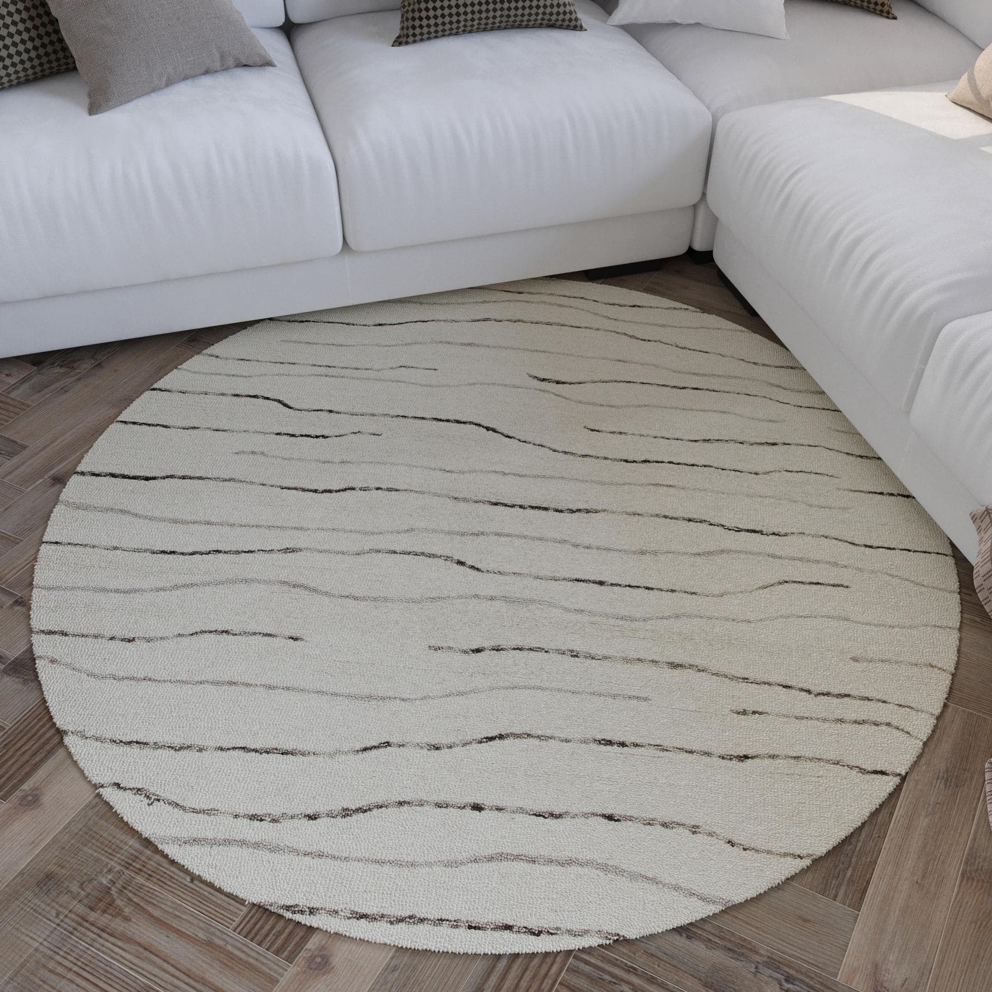 WECON HOME Wollteppich Hamptons ELEVEN Creme Weiß Rund