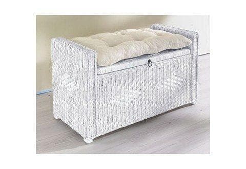 Home Affaire Sitztruhe Weiß Rattan mit Stauraum