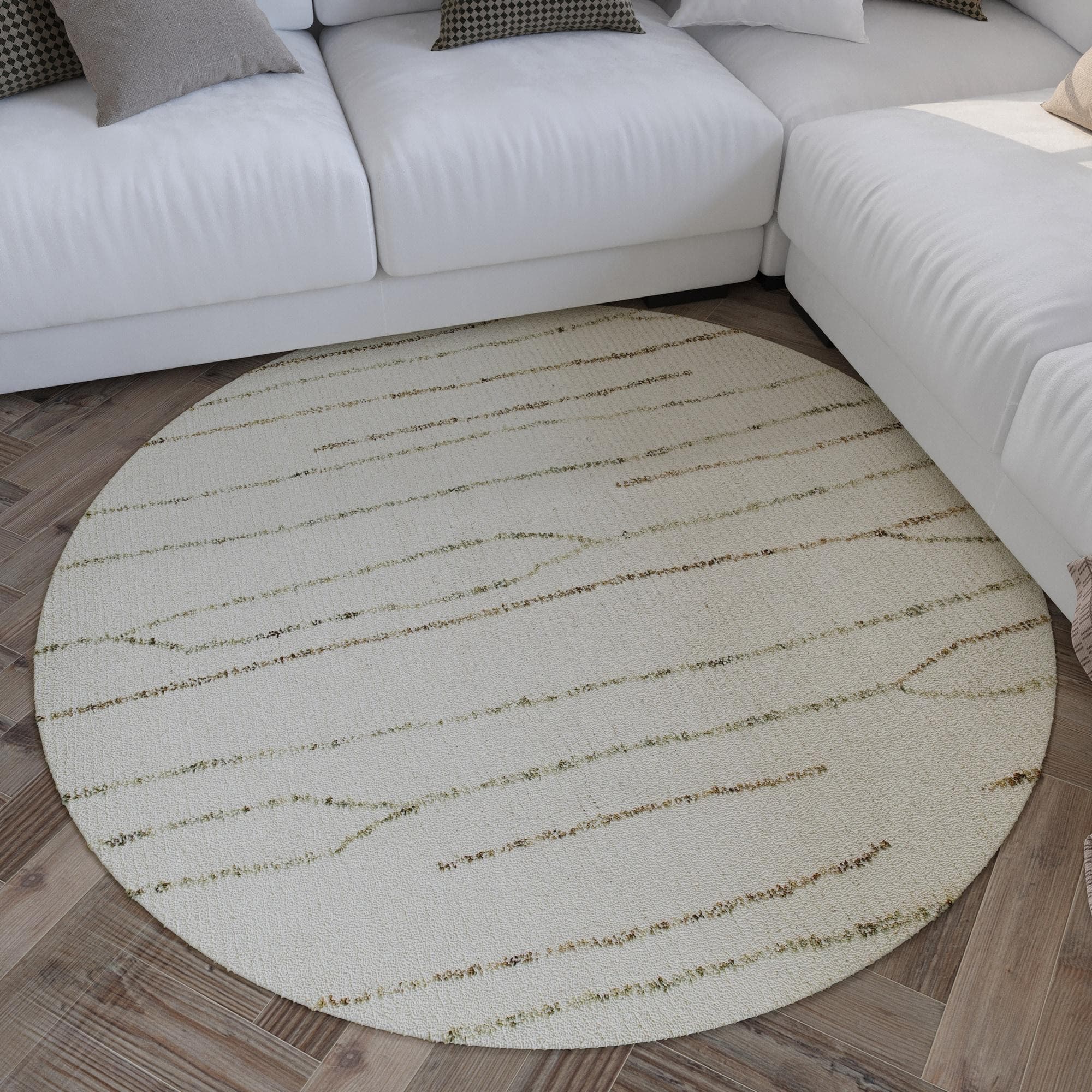 WECON HOME Wollteppich Hamptons THIRTYNINE Rund Cremeweiß