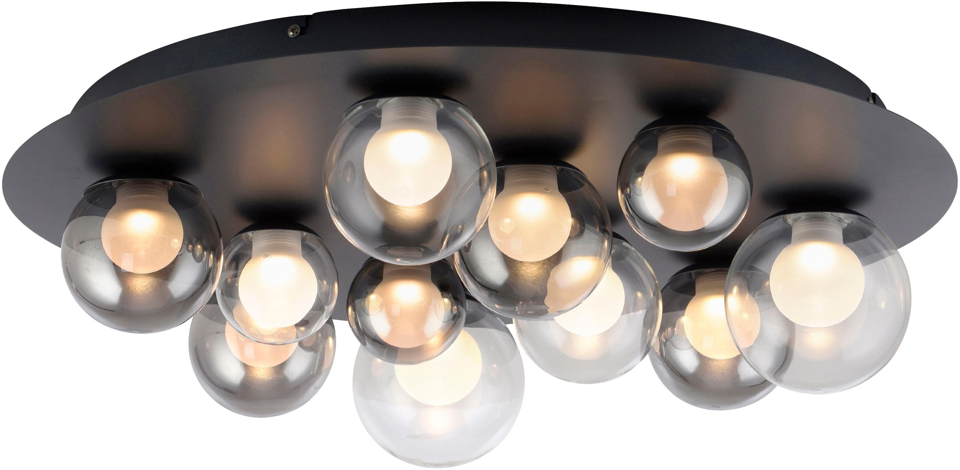 PURE LED-Deckenlampe Popup grau/rauchgrau 60 cm 11-fl.