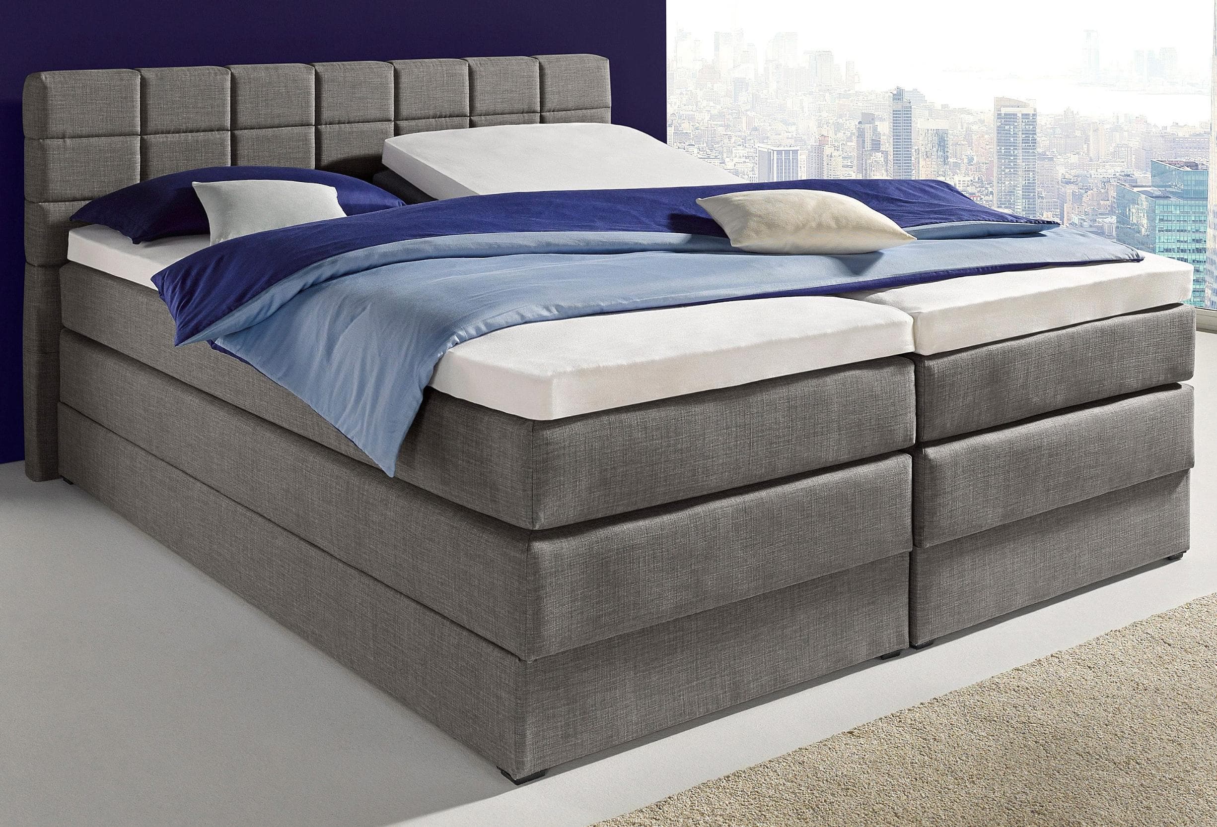 HAPO Boxspringbett Anthrazit mit Bettkasten und hochstellbarem Kopfteil