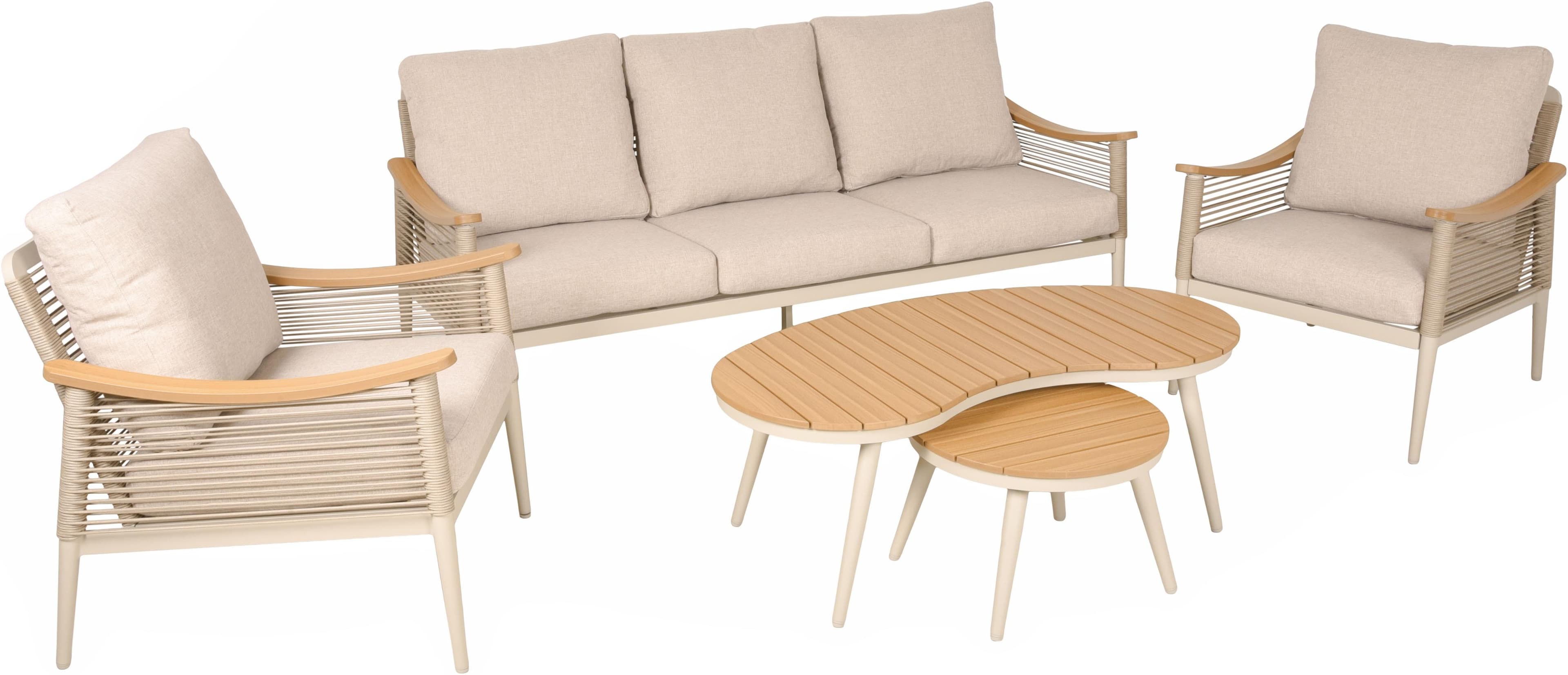 Garden Pleasure Gartenlounge-Set TULUM 5-tlg. Aluminium Beige/Braun