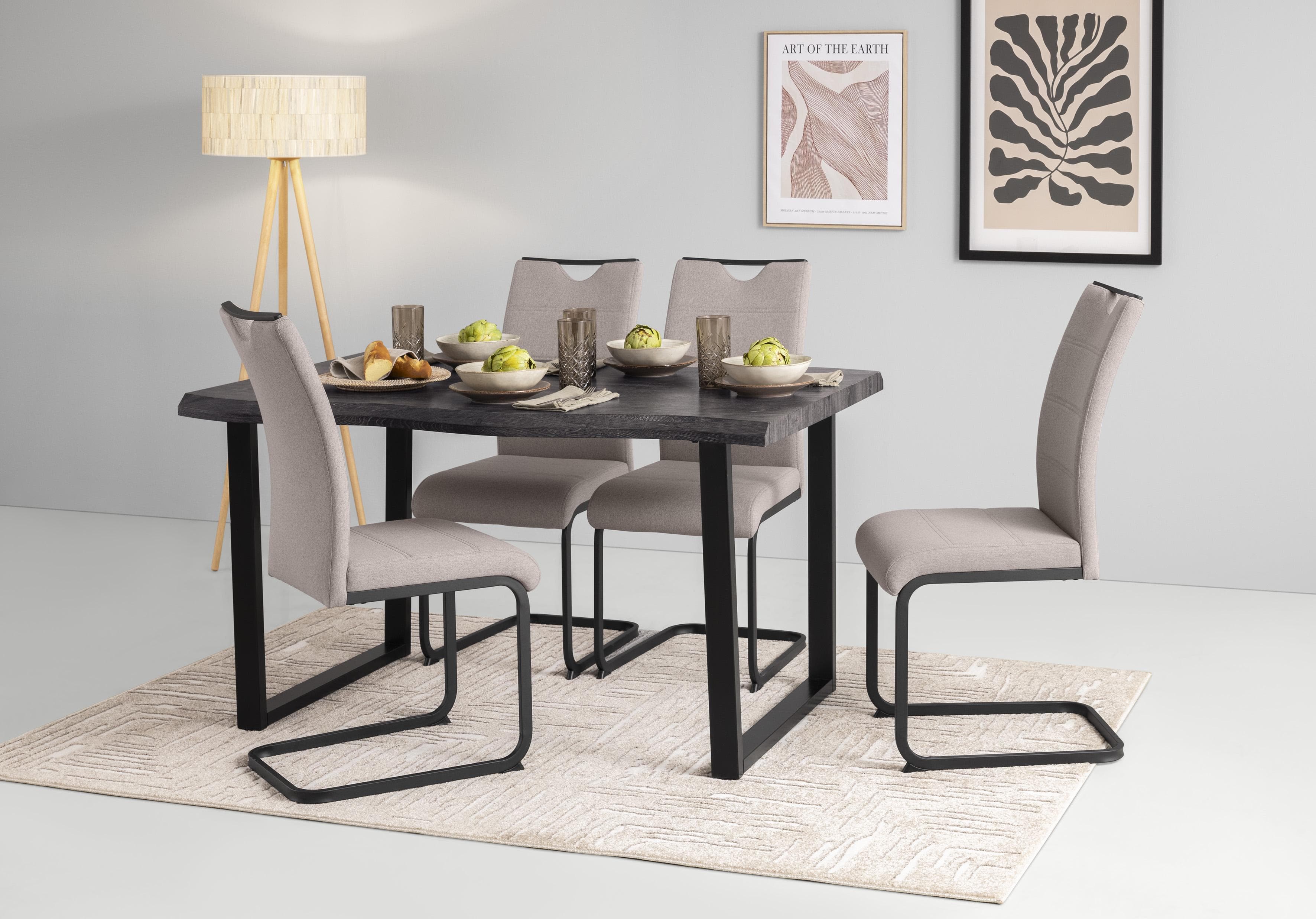 HELA Essgruppe GISELLE 5-tlg. Grau/Schlamm mit Metallgestell
