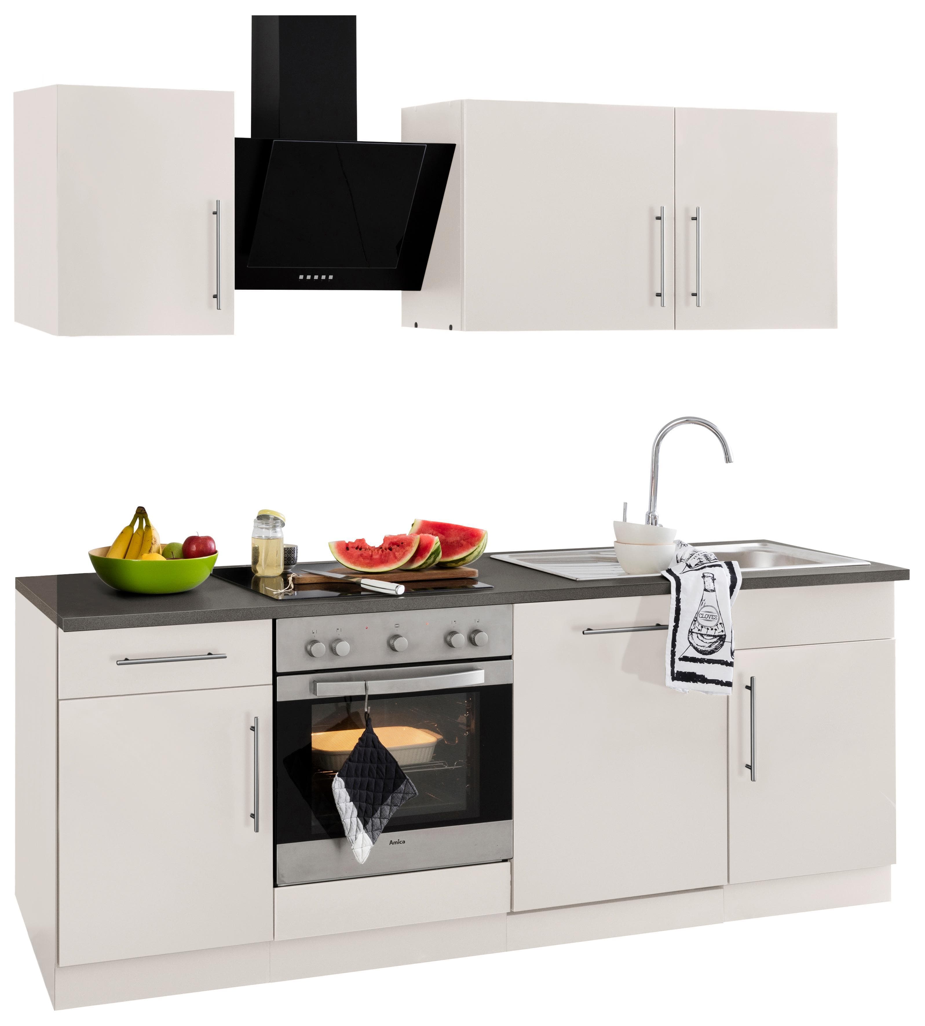 Küchenzeile WIHO KÜCHEN "Cali" Beige Granit Arbeitsplatte