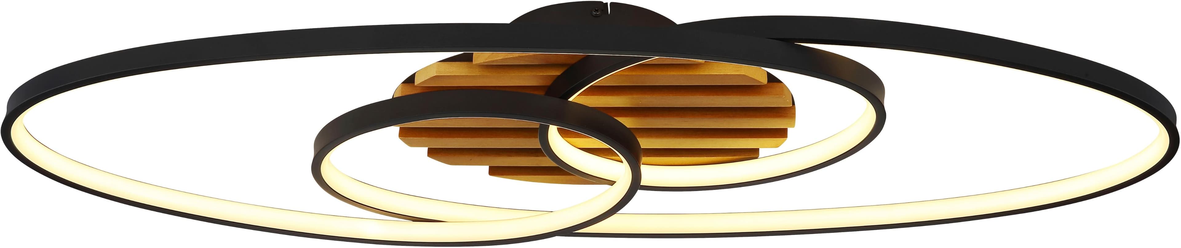 LED-Deckenleuchte Tisha I Schwarz Matt Holz 85 cm
