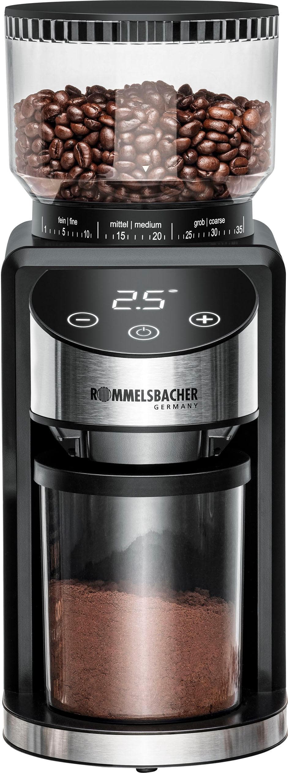Rommelsbacher Kaffeemühle EKM 400 Schwarz Edelstahl Kegelmahlwerk