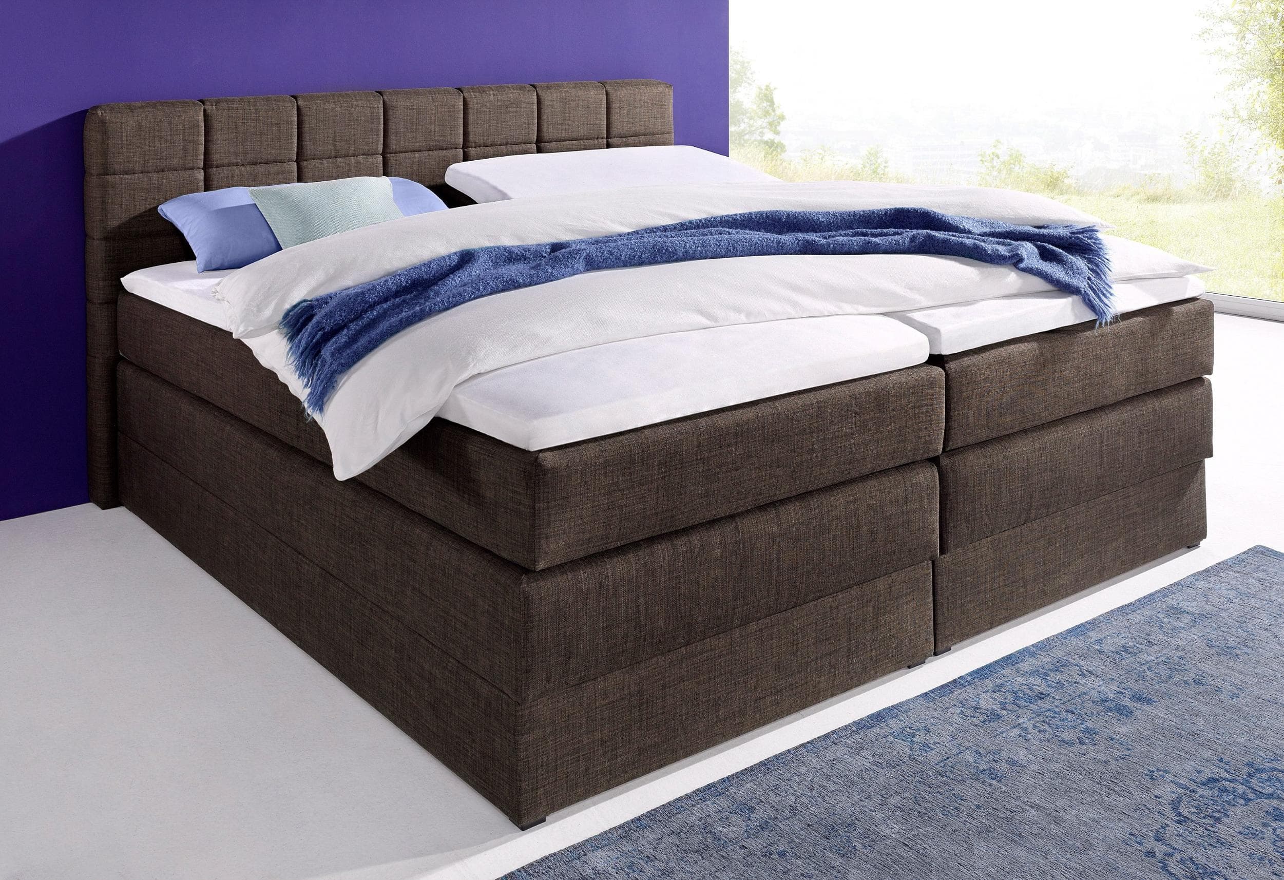 HAPO Boxspringbett Braun 7-Zonen-Tonnentaschen-Federkernmatratze