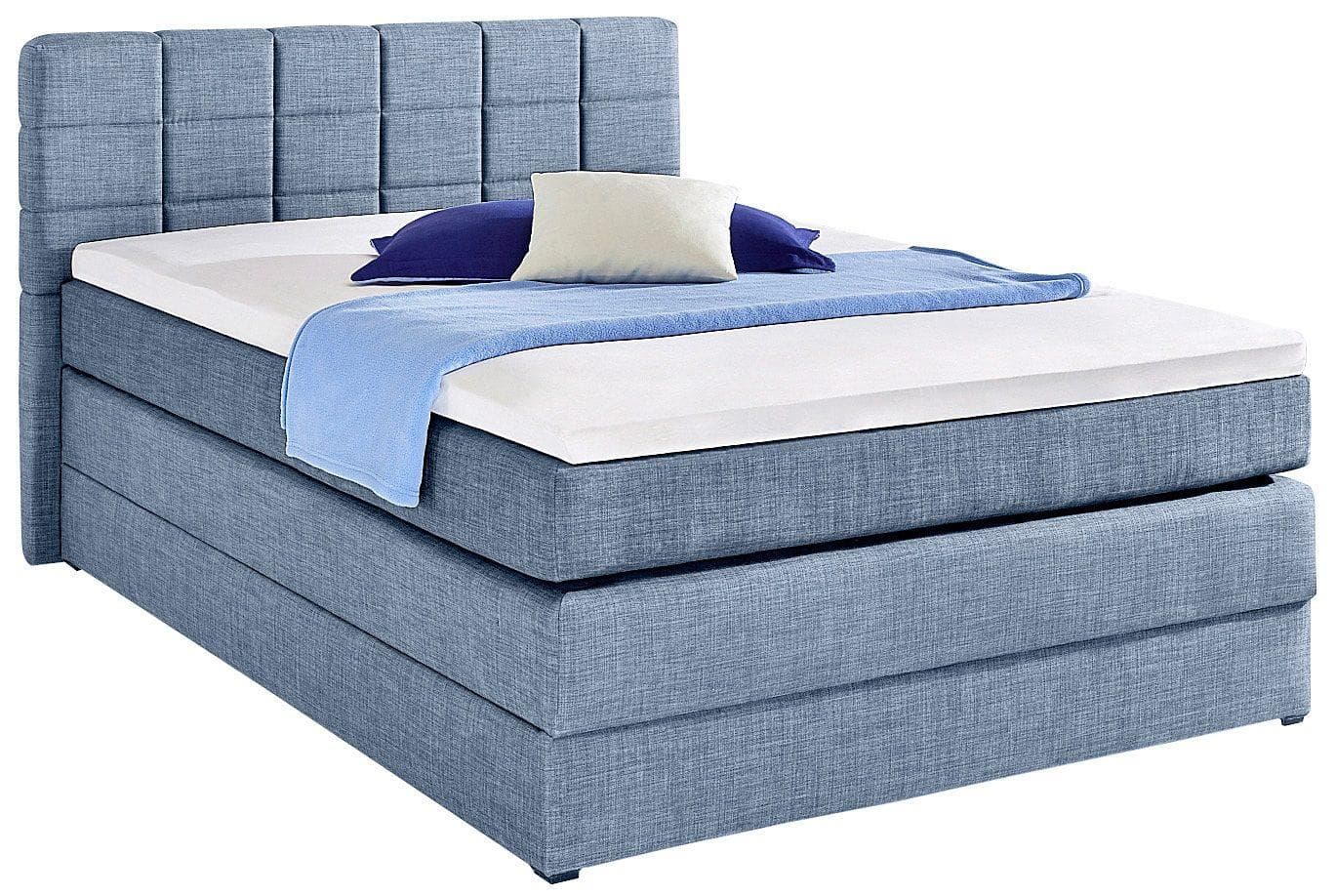 HAPO Boxspringbett Blau 7-Zonen-Tonnentaschen-Federkernmatratze