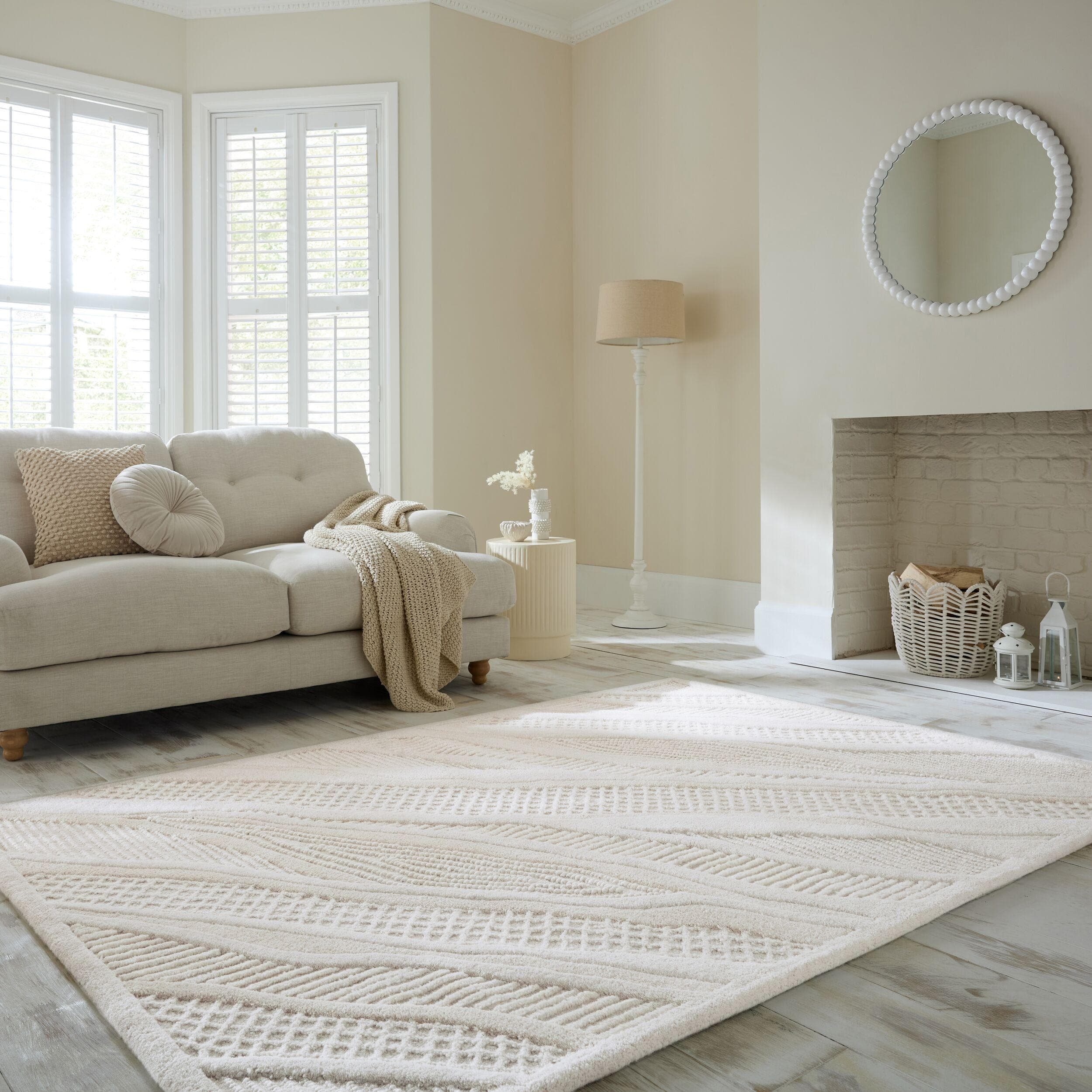 FLAIR RUGS Sculptured Abstract Teppich Weiß Handgetuftet