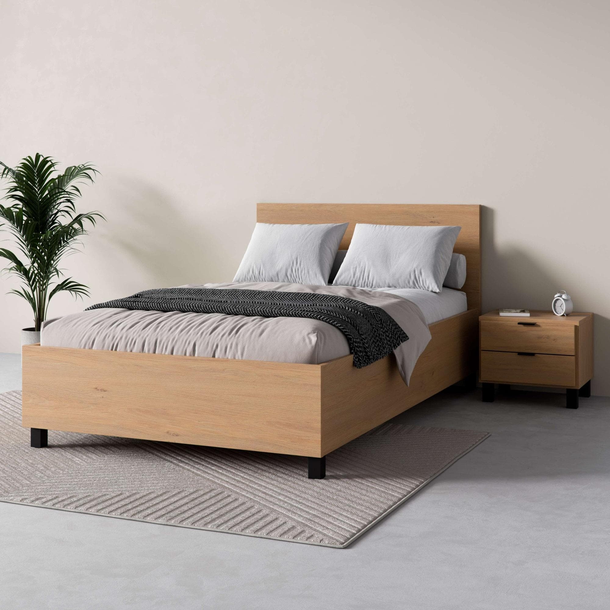 Bett VOX SIMPLE mit Bettkasten eiche 125x204 cm