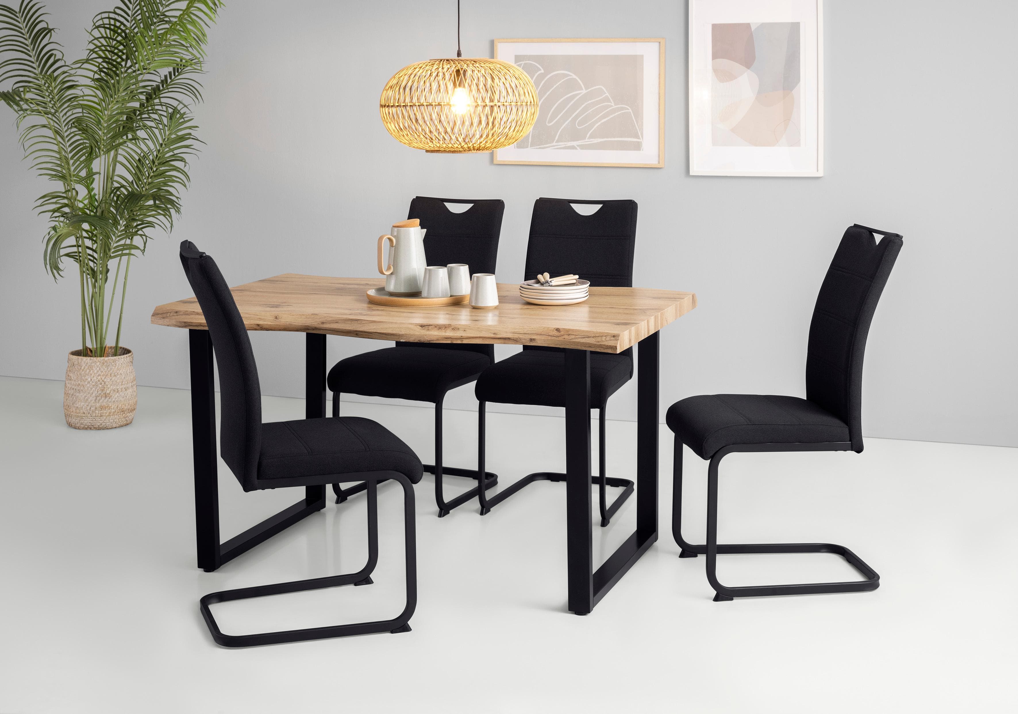 HELA Essgruppe GISELLE 5-tlg. Wildeiche/Schwarz Metall