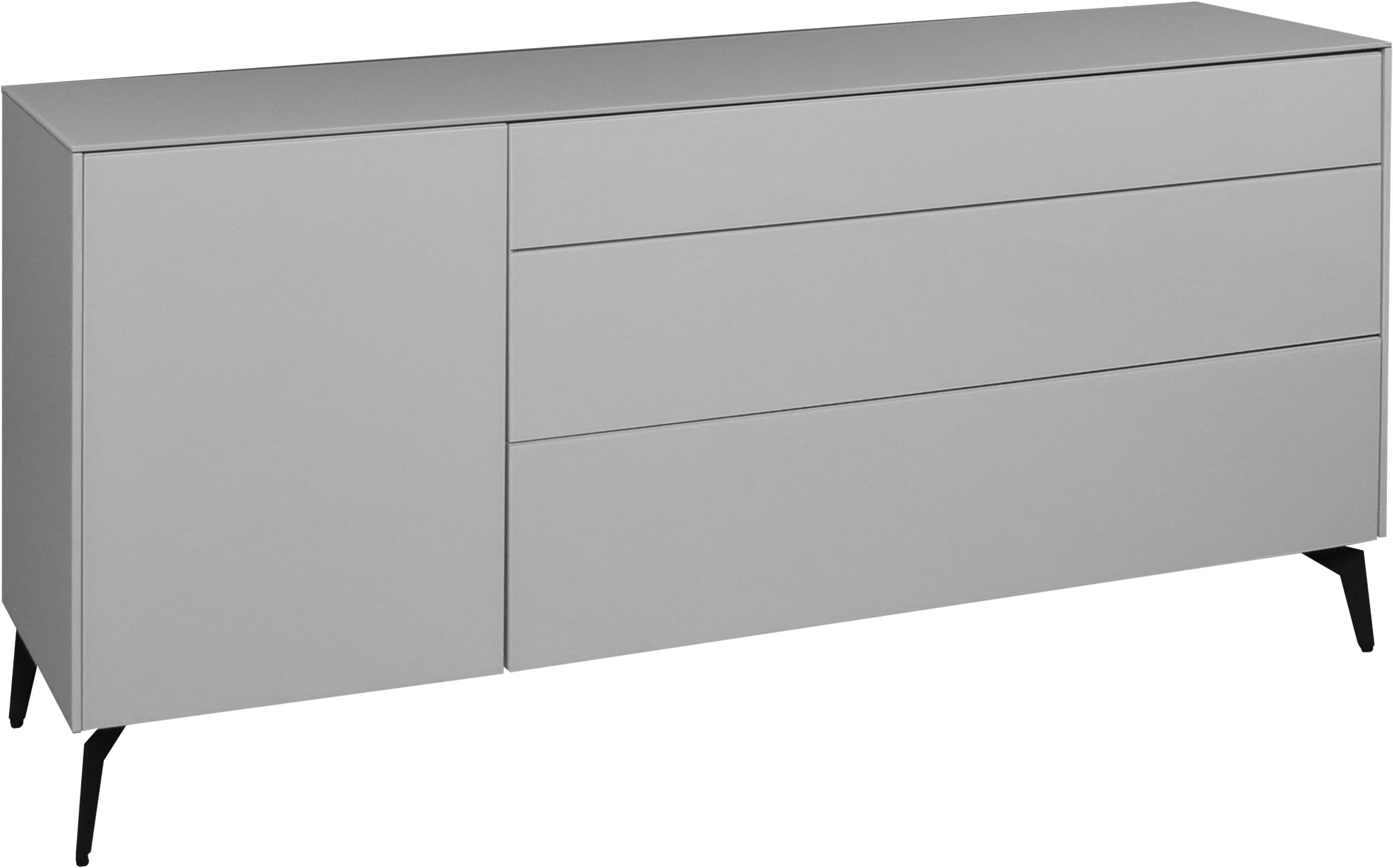 Mäusbacher Lowboard Imola Kreidegrau Glasfront Metallfüße