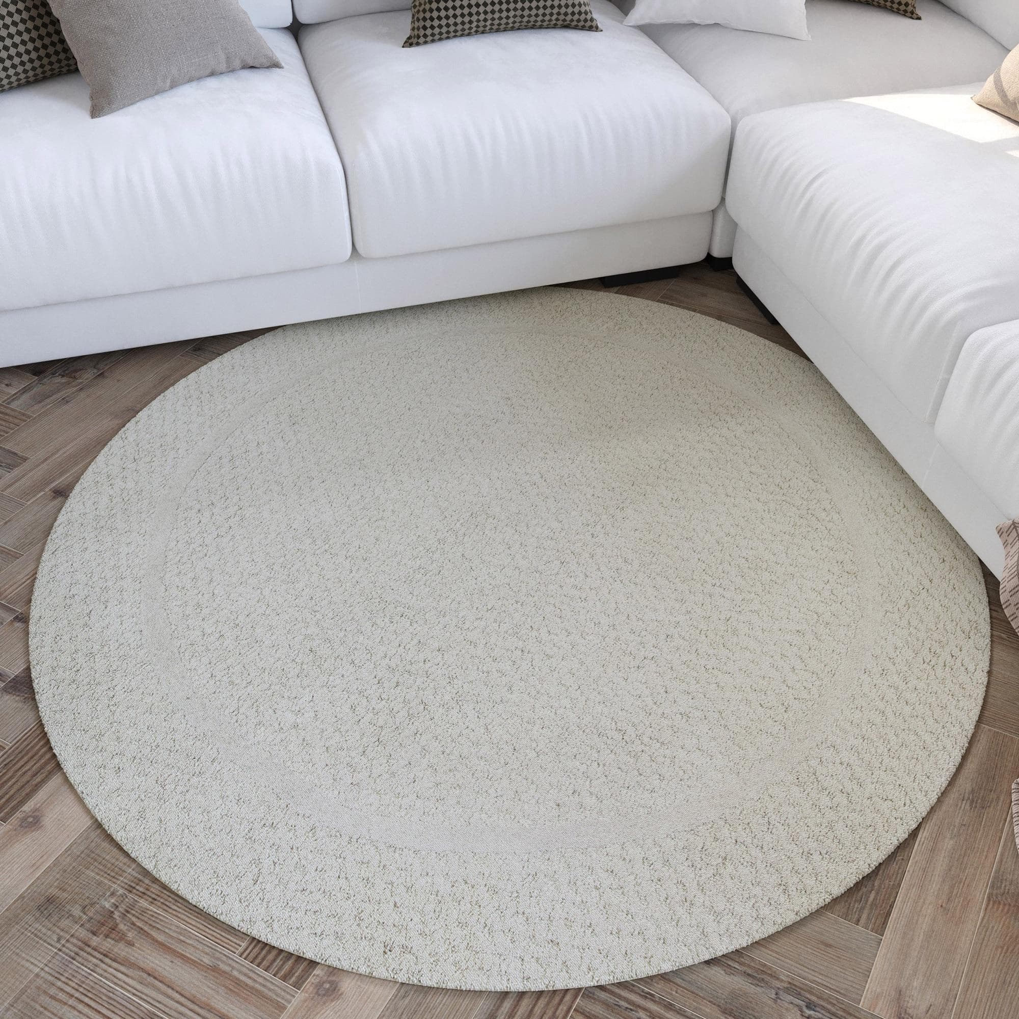 WECON HOME Wollteppich Hamptons THIRTYFIVE Rund Creme Weiß