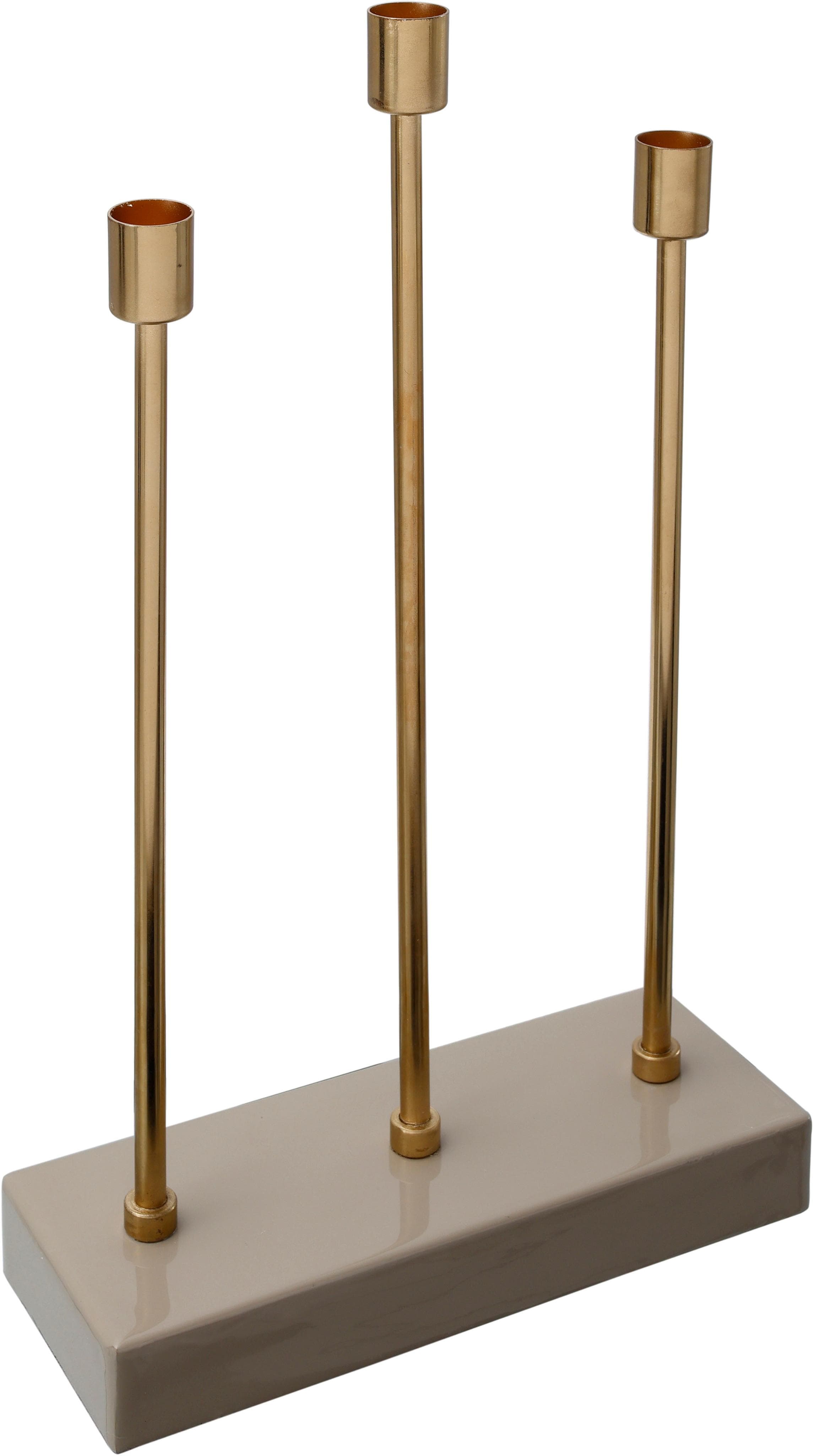 Kayoom Kerzenständer Art Deco 325 Taupe/Gold Metall