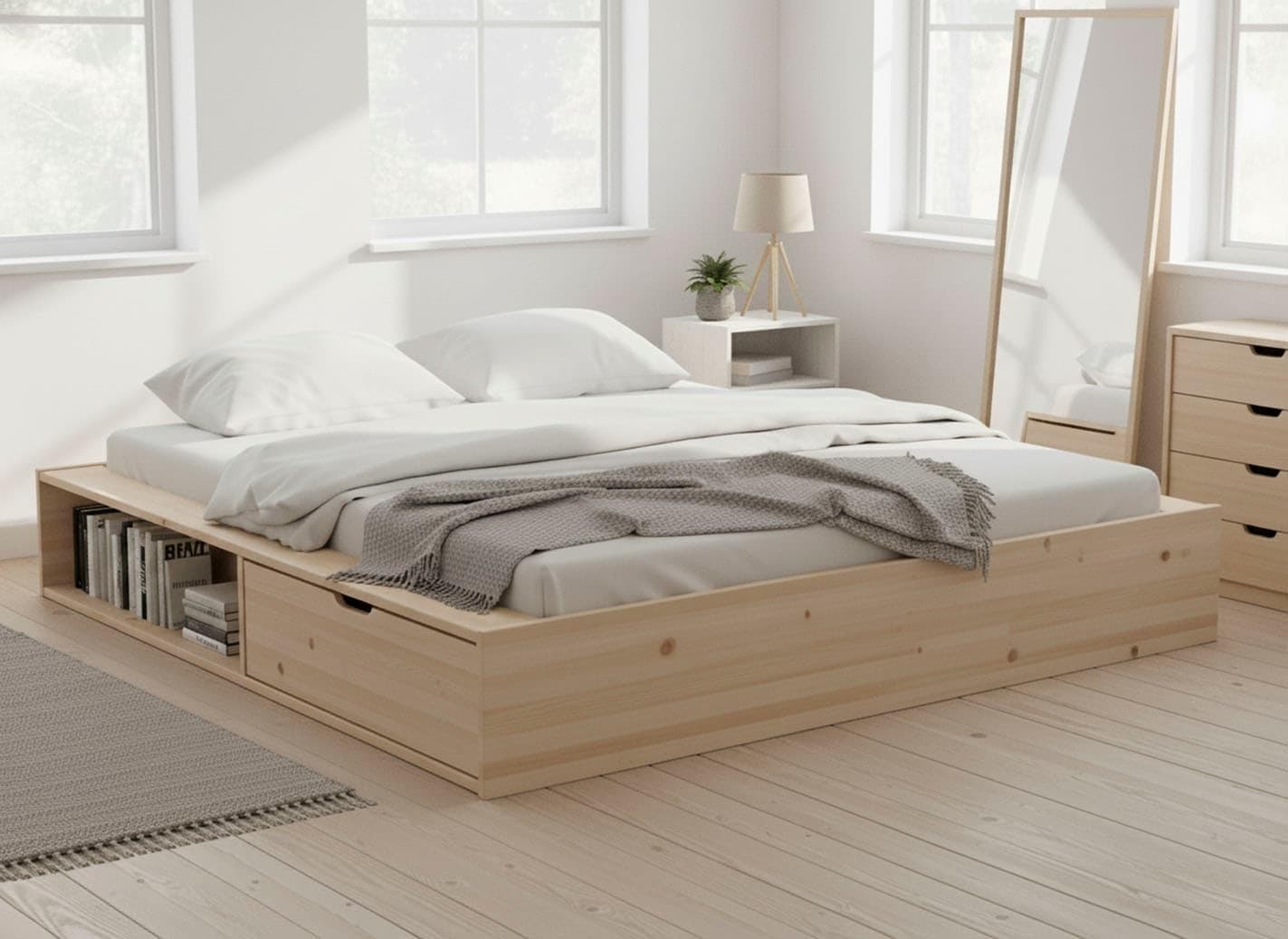 OTTO HOME Erno Massivholzbett mit Stauraum und Lattenrost