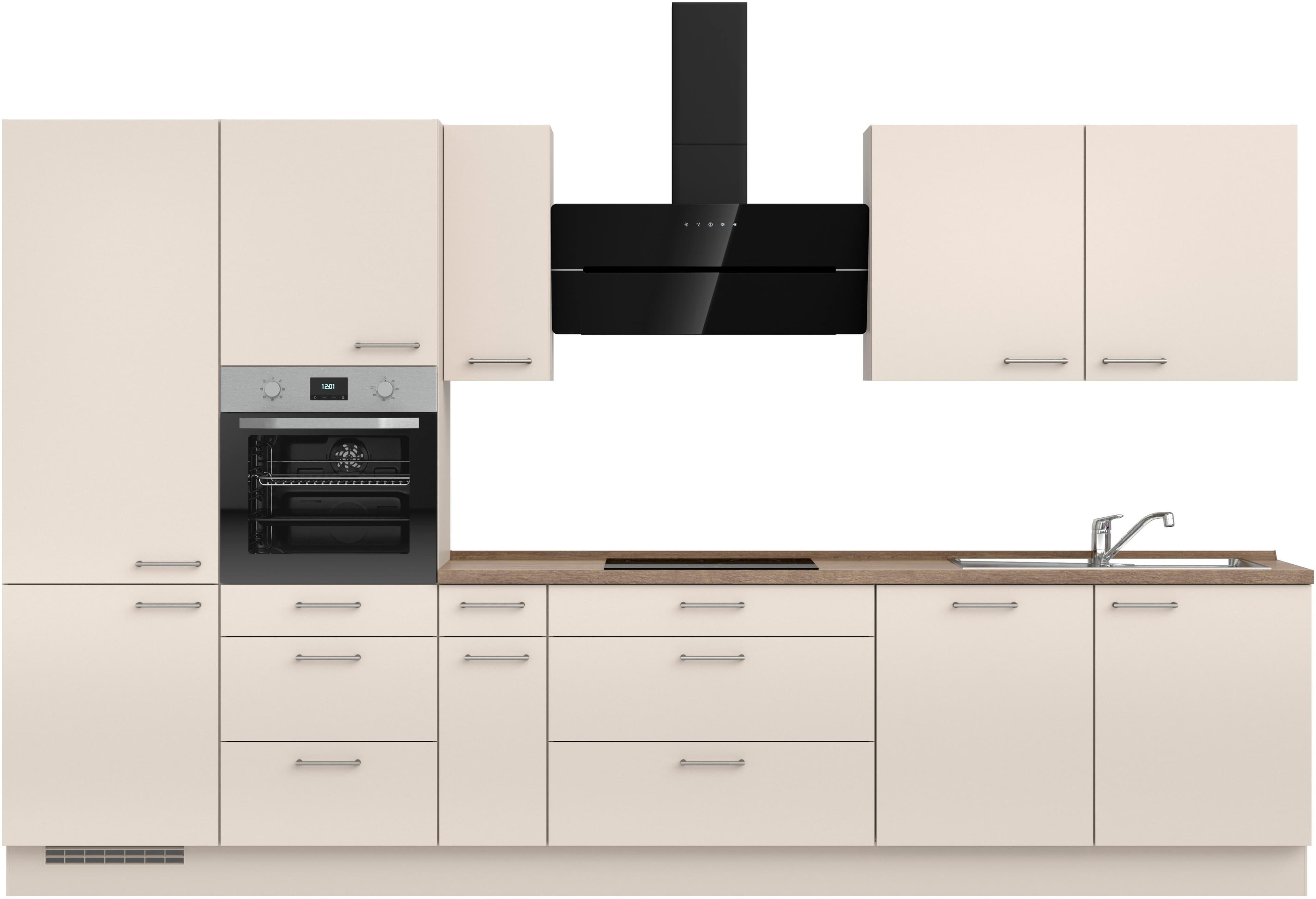 NOBILIA Laser II Küchenzeile 360cm Beige Braun mit E-Geräten-Set